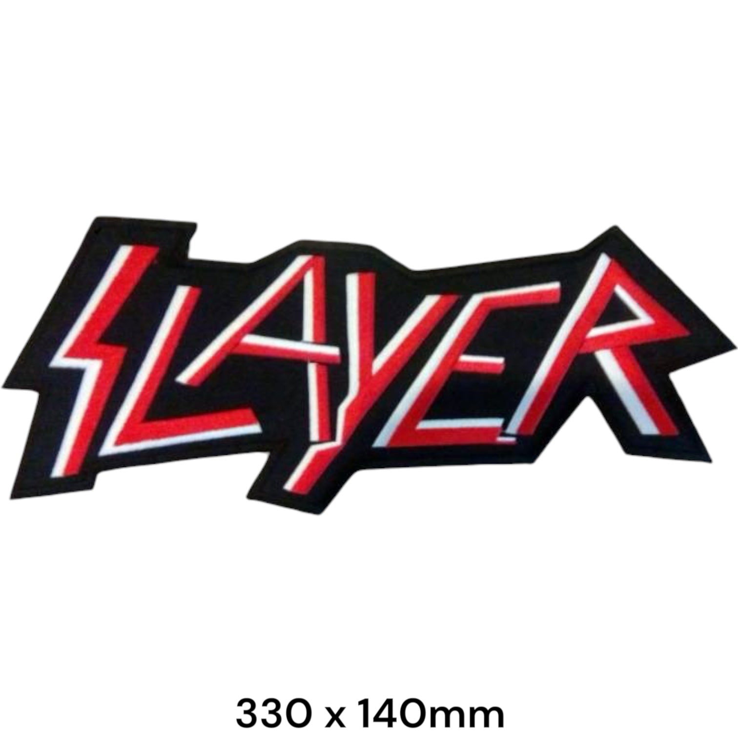 Slayer Lightning Bolt Wordmark Die-Cut Large Back Patch Embroidered 330x140mm – Red, White/Silver & Black
