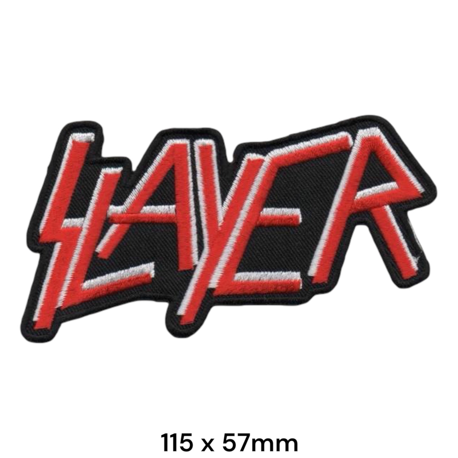 Slayer Lightning Bolt Wordmark Die-Cut Embroidered Patch 115x57mm – Red, White/Silver & Black