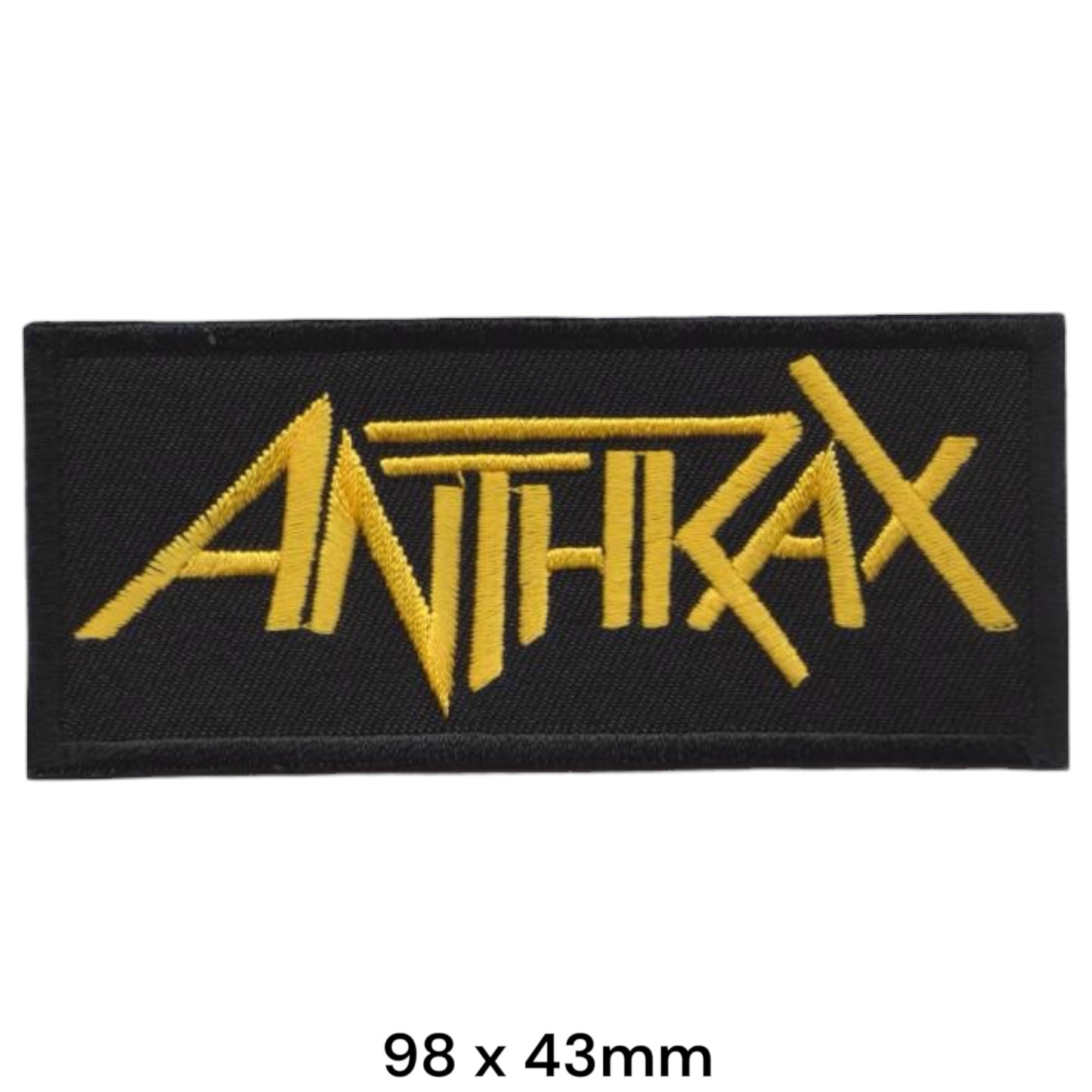 Anthrax Wordmark Rectangular Embroidered Patch 98x43mm – Gold/Yellow & Black