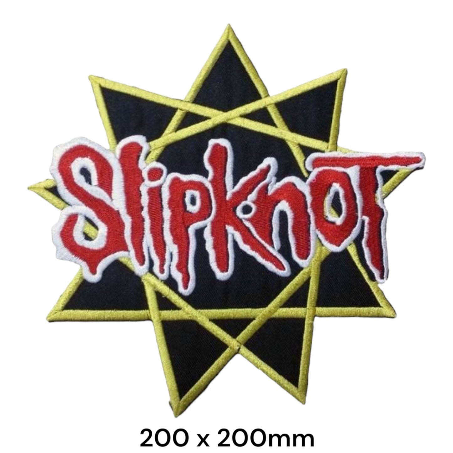 Slipknot Nonagram Star Wordmark Large Die-Cut Back Patch 200x200mm – Red, White, Yellow/Gold & Black