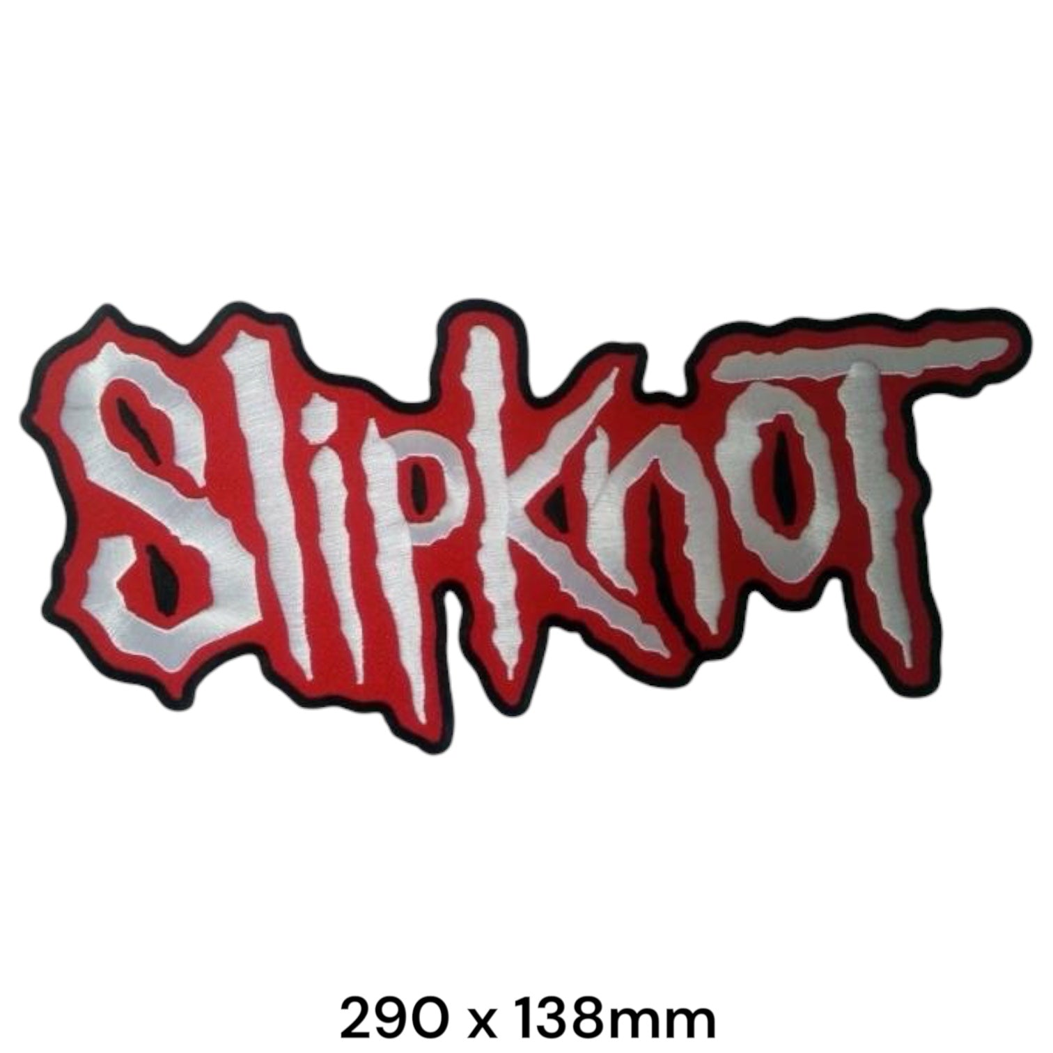 Slipknot Wordmark Large Die-Cut Back Patch 290x138mm – White/Silver, Red & Black