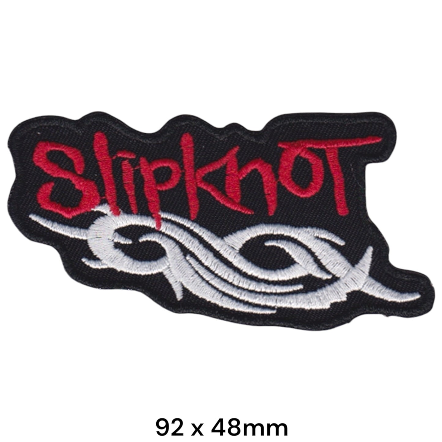 Slipknot Wordmark S-Tribal Barbed Wire Die-Cut Embroidered Patch 92x48mm – Red, White/Silver & Black