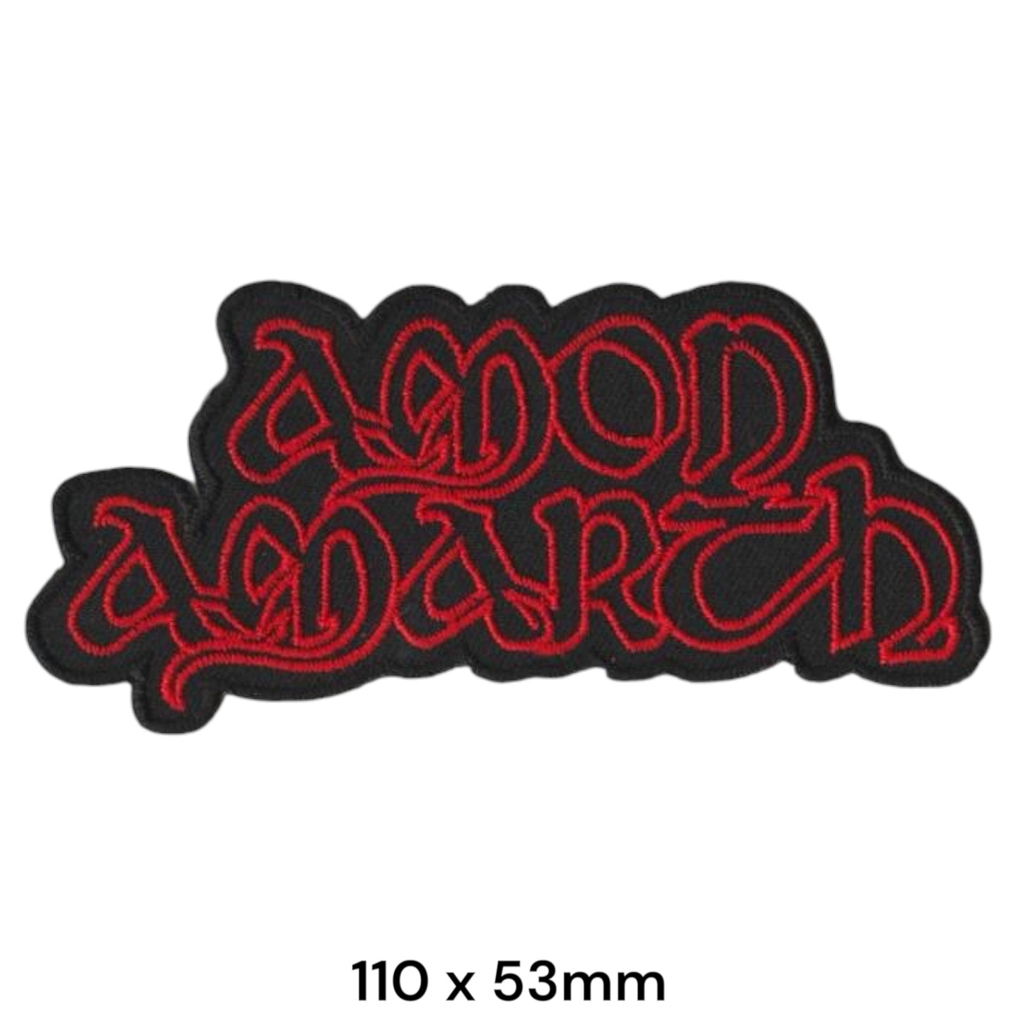 Amon Amarth Two-Line Wordmark Die-Cut Embroidered Patch 110x53mm – Red & Black