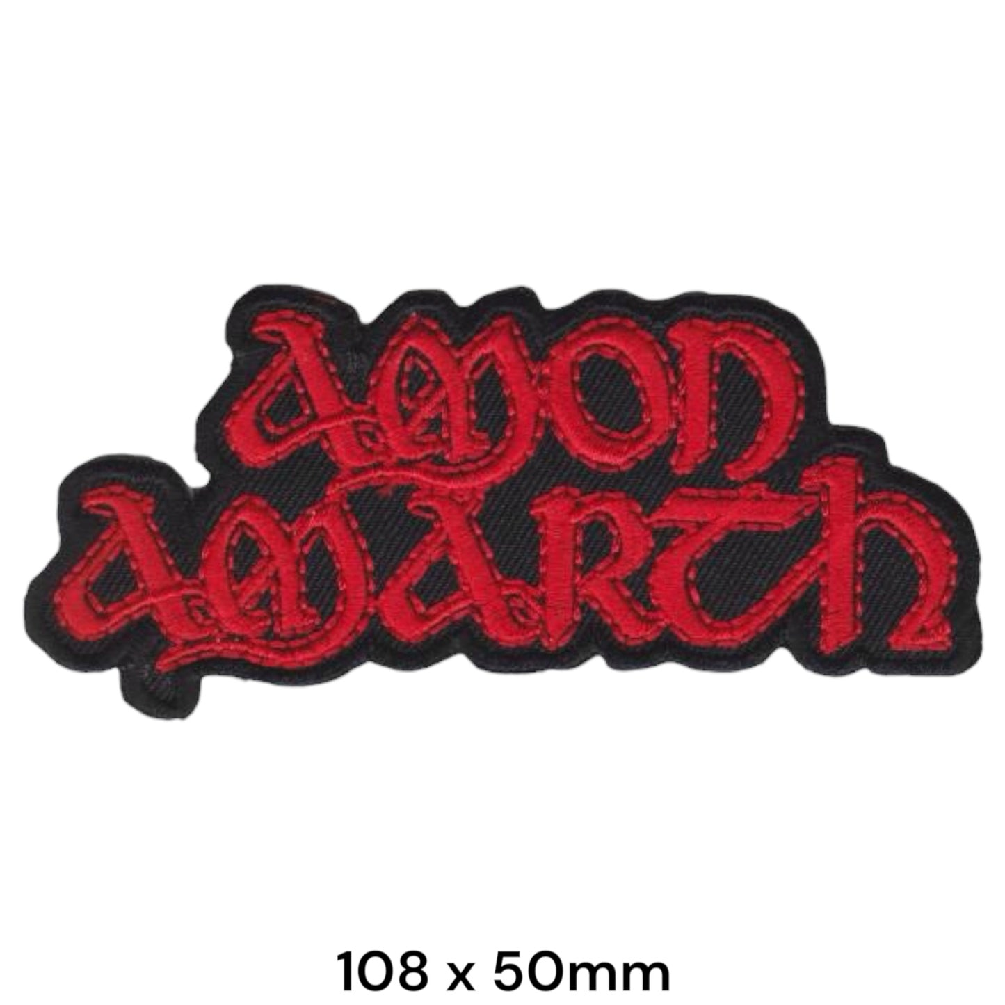 Amon Amarth Two-Line Wordmark Die-Cut Embroidered Patch 108x50mm – Red & Black
