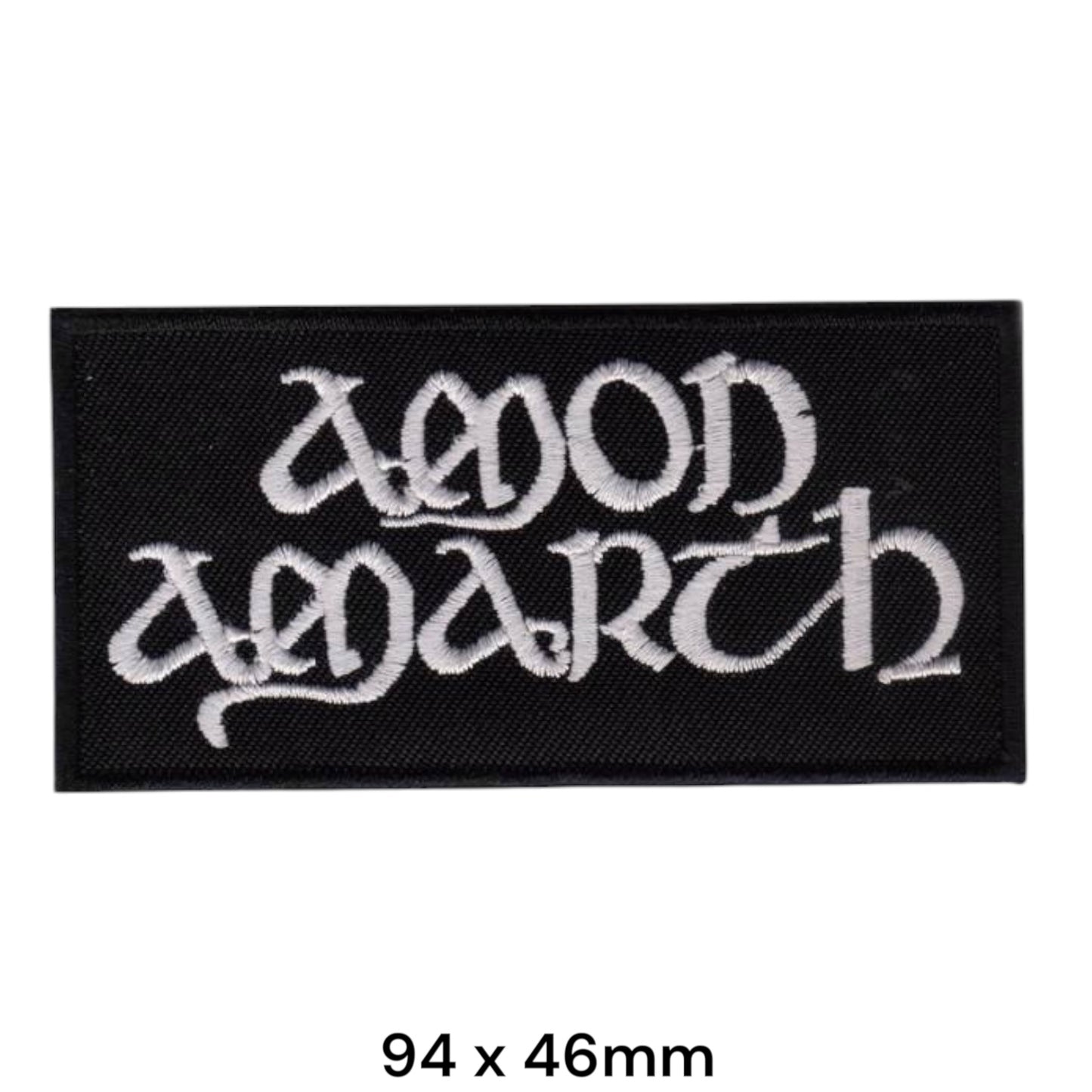 Amon Amarth Two-Line Wordmark Rectangular Embroidered Patch 94x46mm – White/Silver & Black