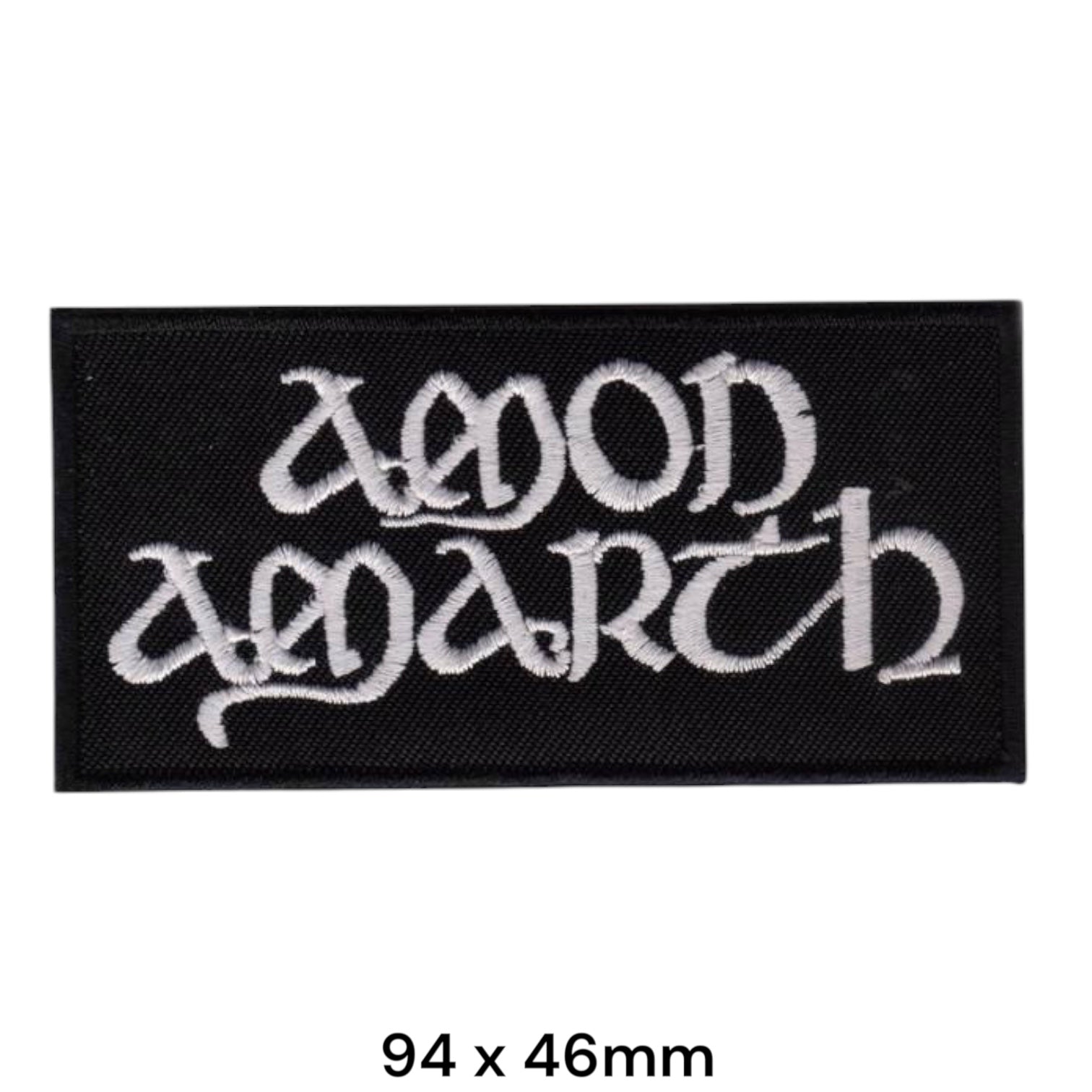 Amon Amarth Two-Line Wordmark Rectangular Embroidered Patch 94x46mm – White/Silver & Black