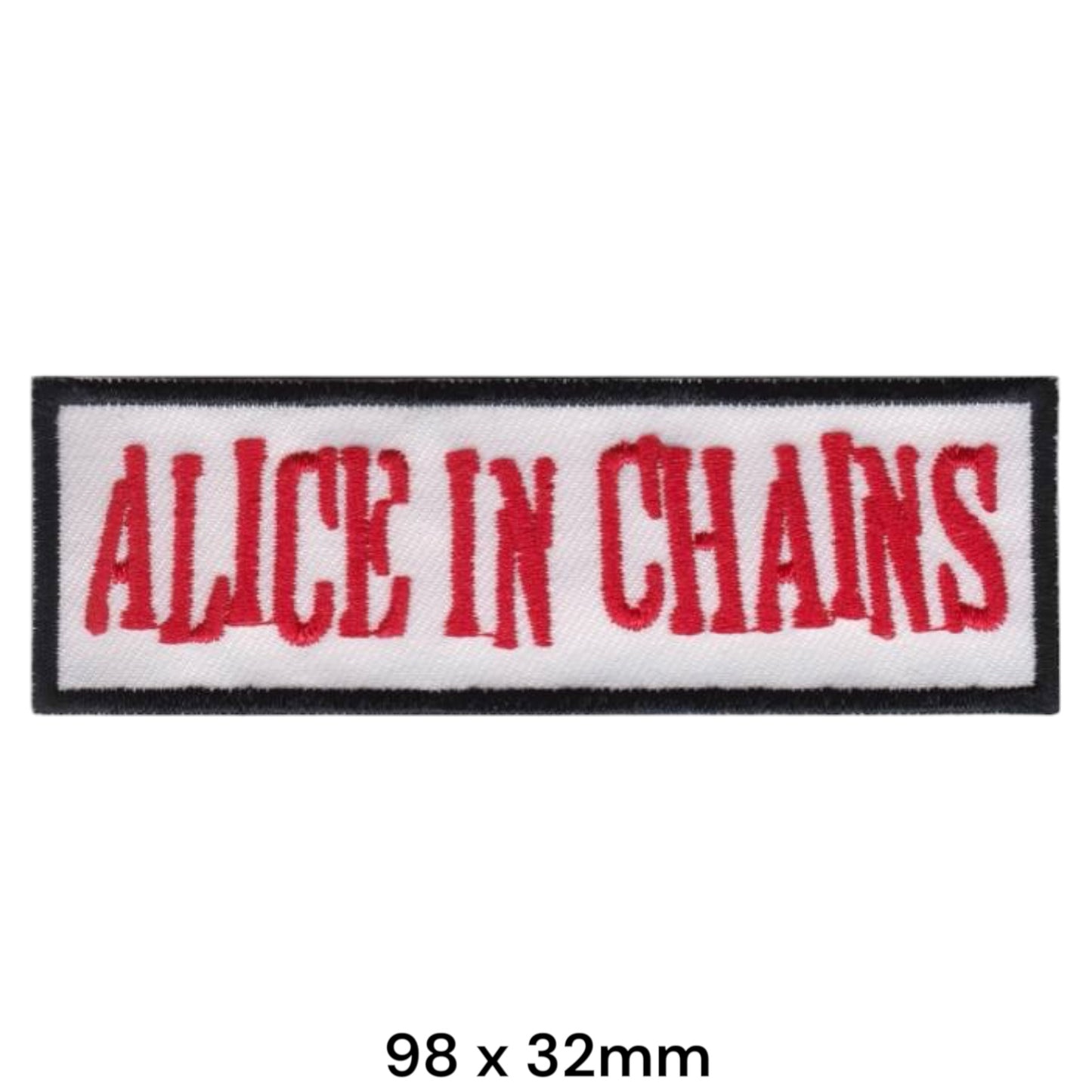 Alice In Chains Wordmark Rectangular Embroidered Patch 98x32mm – Red & White