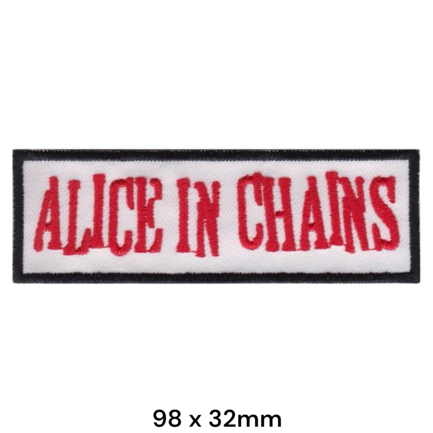 Alice In Chains Wordmark Rectangular Embroidered Patch 98x32mm – Red & White