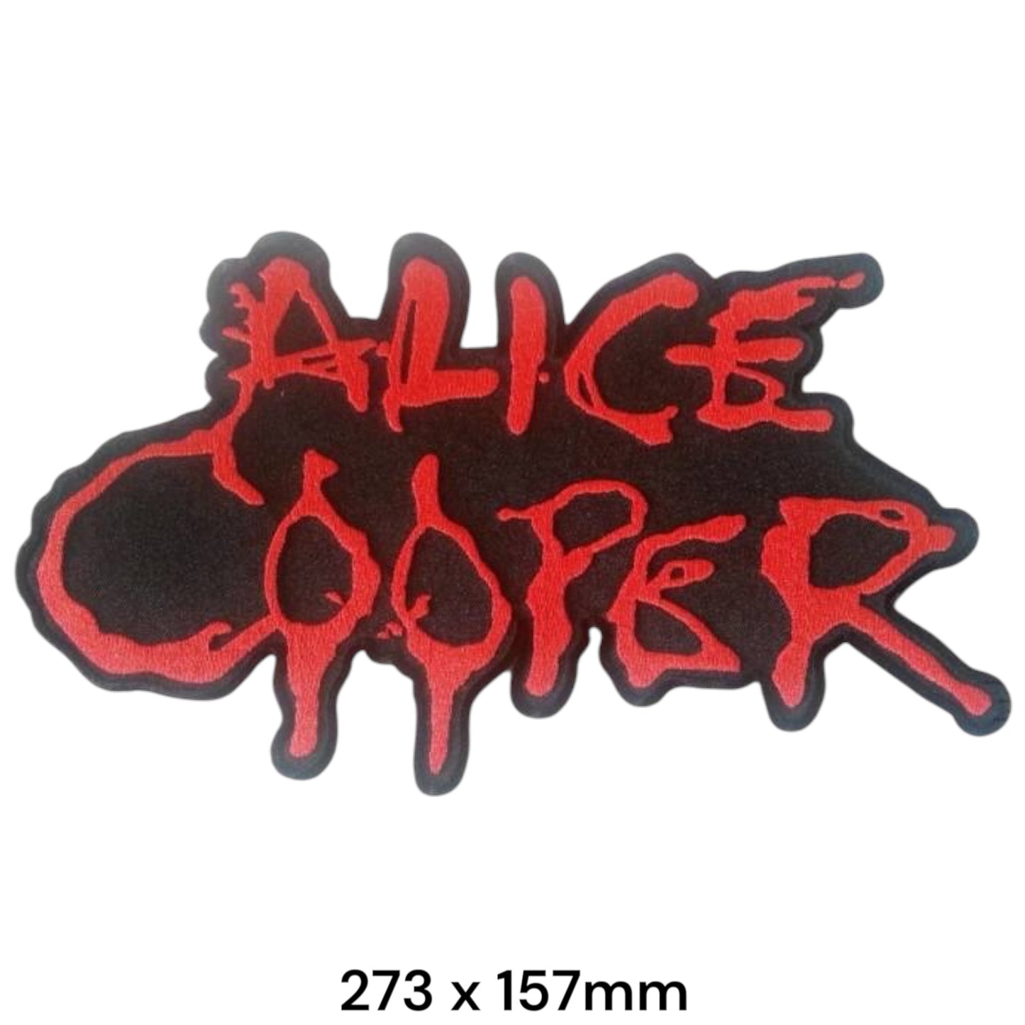 Alice Cooper Two-Line Drip Wordmark Die-Cut Large Back Patch 273x157mm – Red & Black