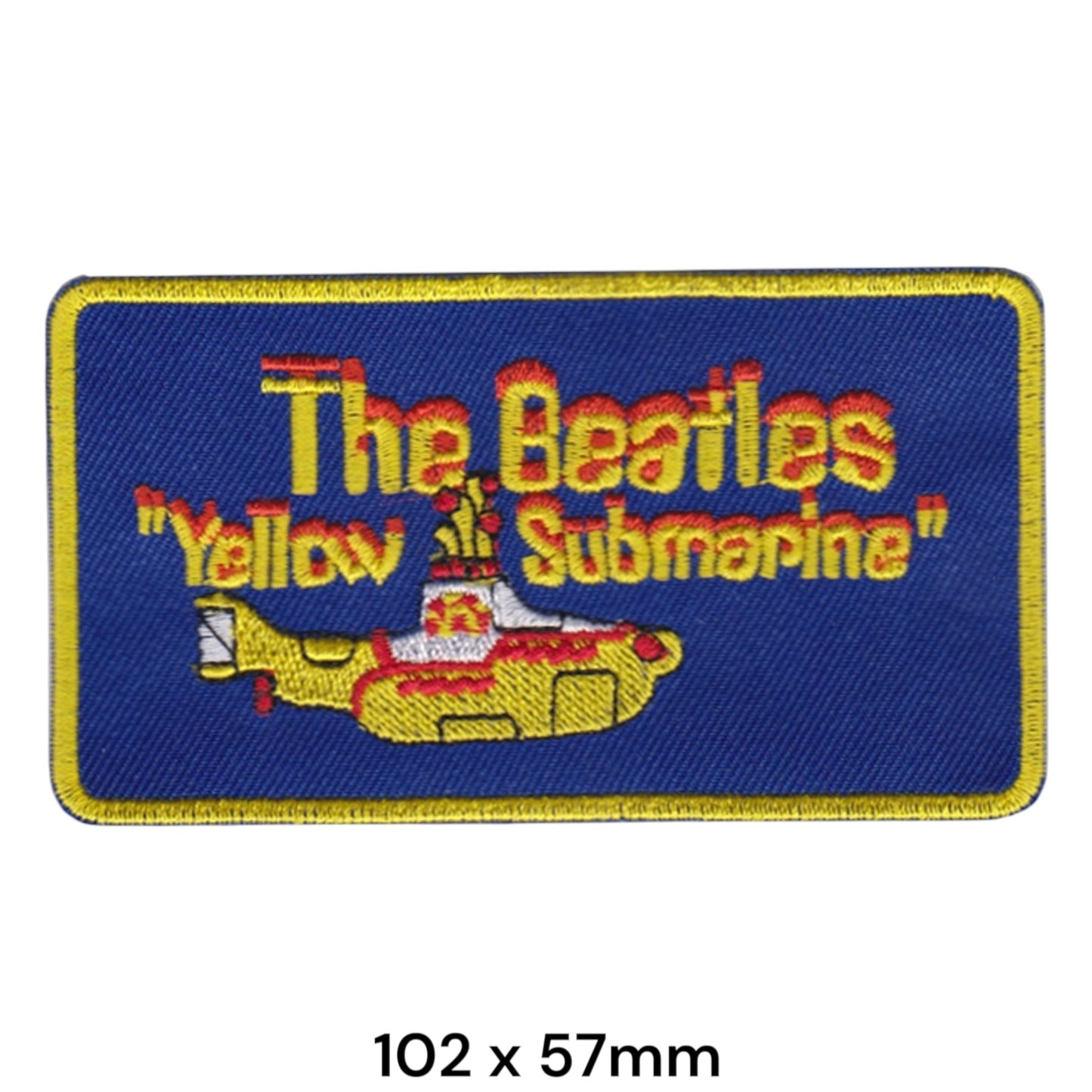 The Beatles Yellow Submarine Two-Line Wordmark Rectangular Embroidered Patch 102x57mm – Yellow, Red, White & Blue