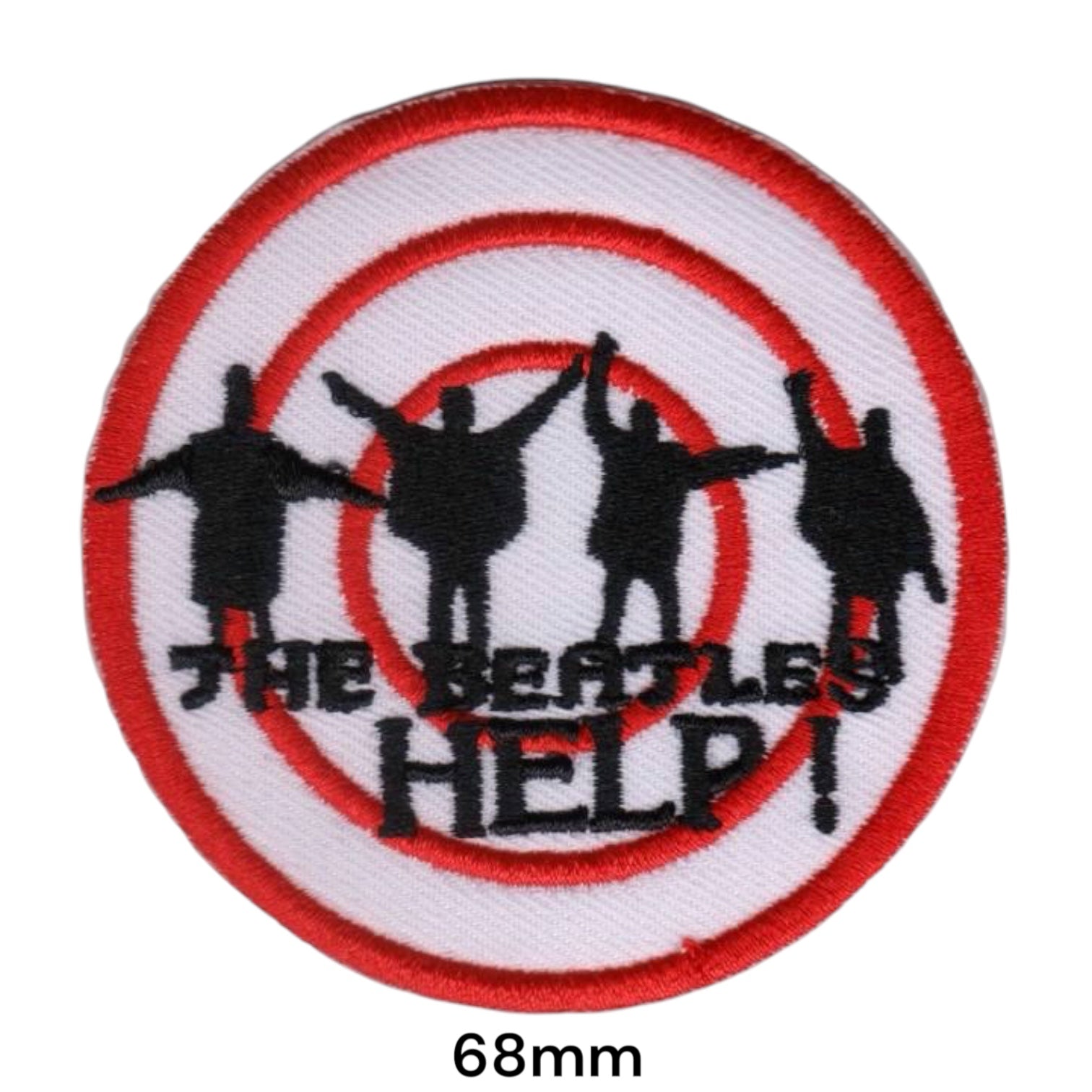 The Beatles Help! Jumping Silhouettes Concentric Rings Round Embroidered Patch 68mm – Black, Red & White