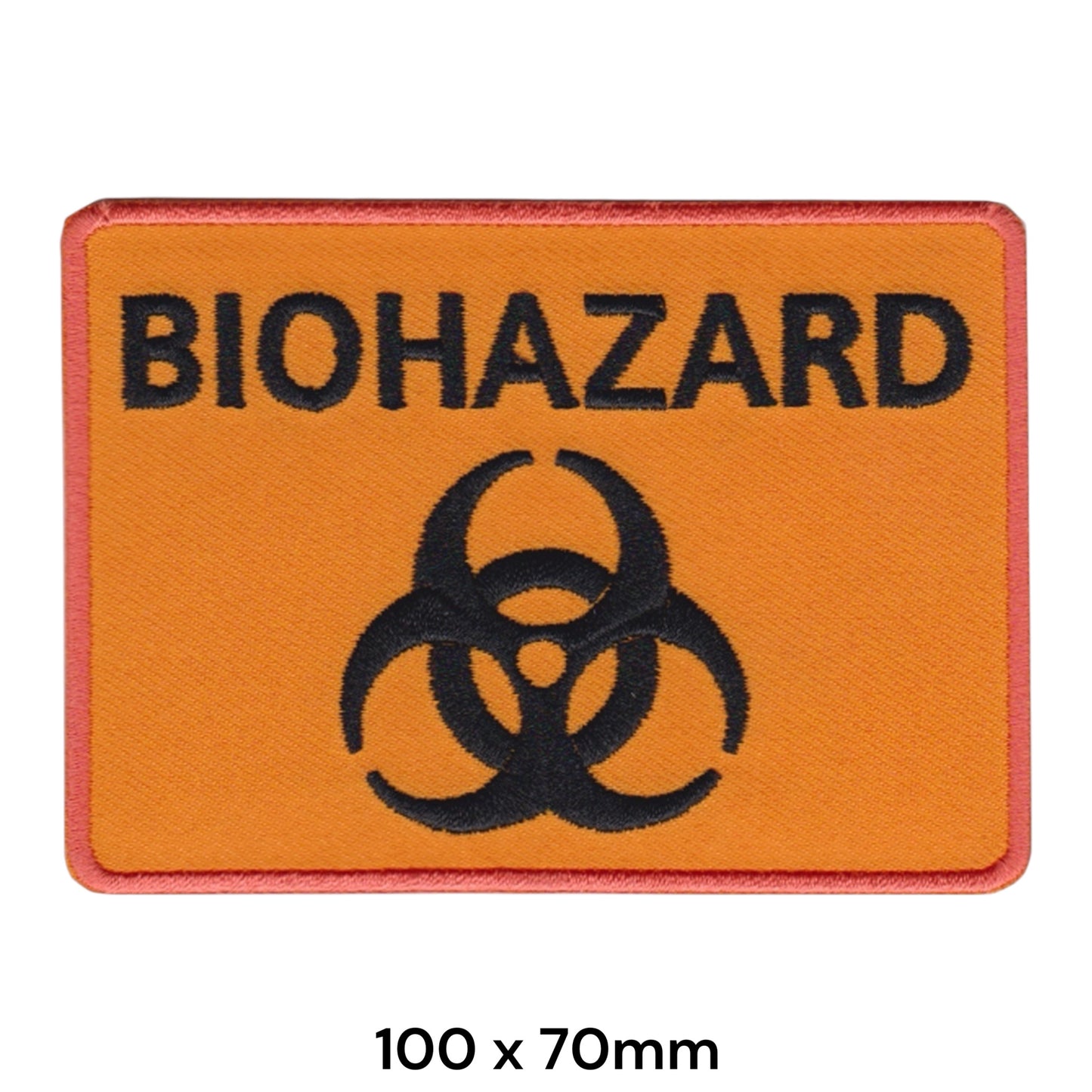 Biohazard Warning Sign Rectangular Embroidered Patch 100x70mm – Orange & Black