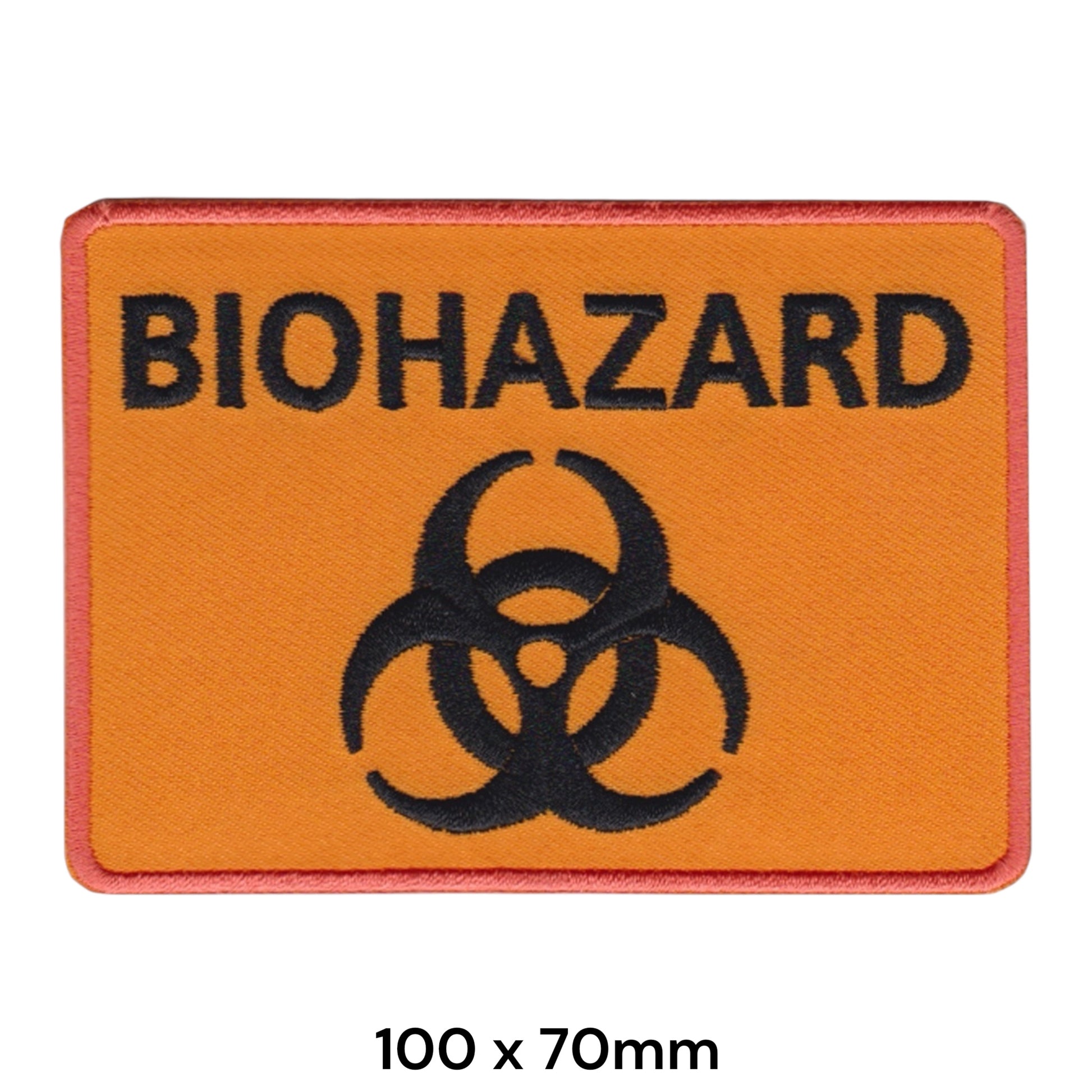 Biohazard Warning Sign Rectangular Embroidered Patch 100x70mm – Orange & Black