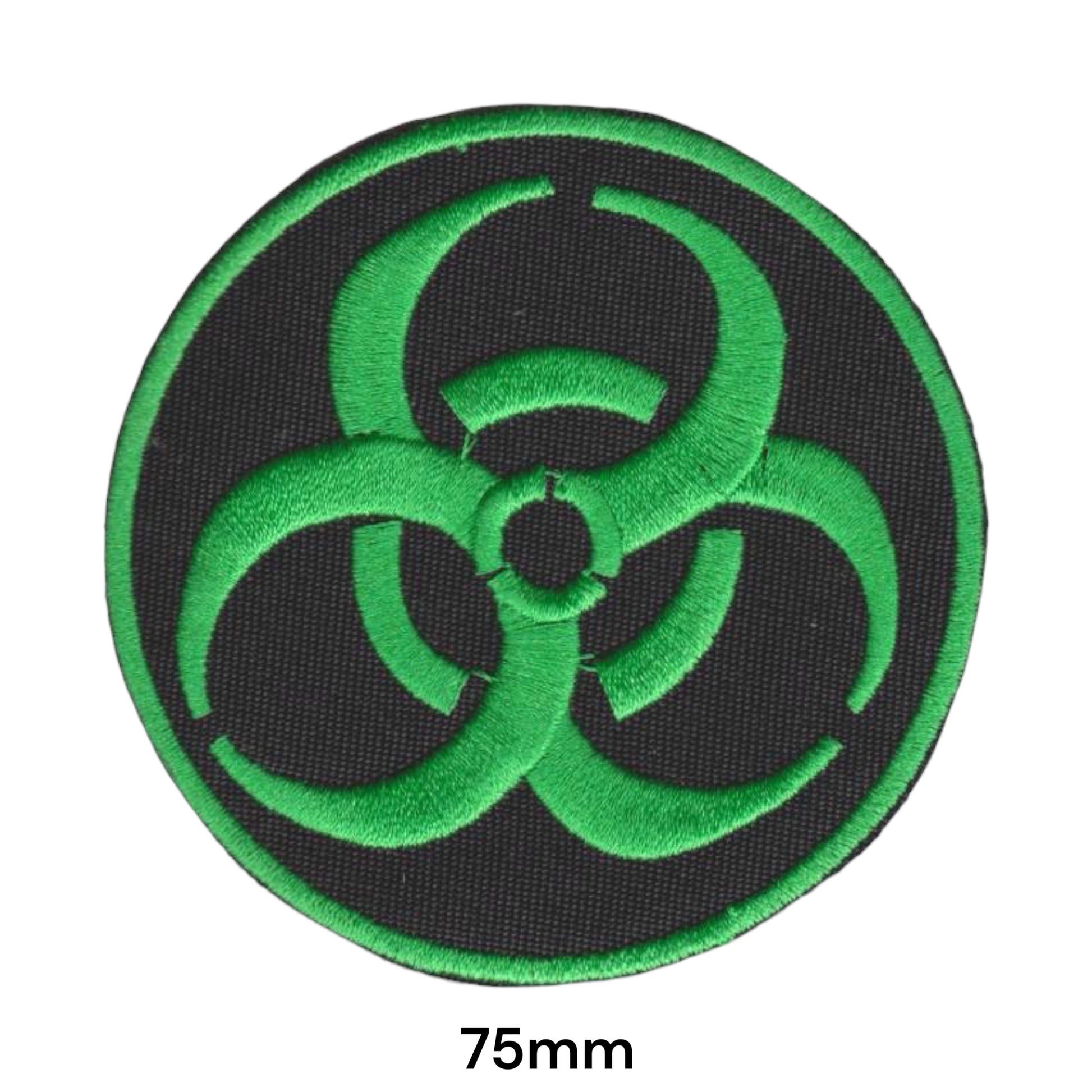 Biohazard Symbol Round Embroidered Patch 75mm – Green & Black