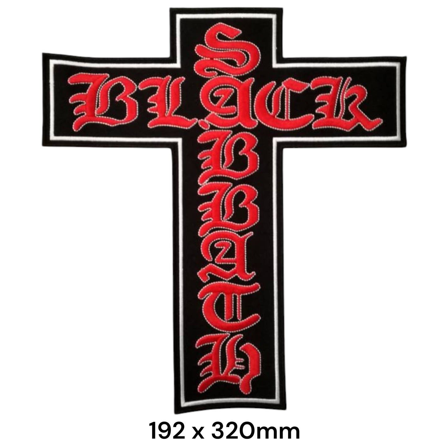 Black Sabbath Cross Lettering Large Back Patch 192x320mm – Red, White & Black