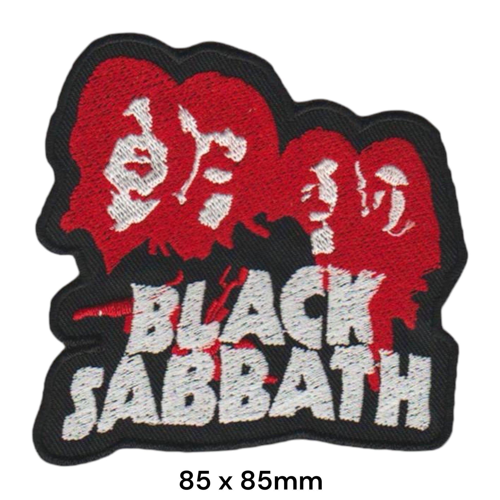Black Sabbath Band Faces Die-Cut Embroidered Patch 85x85mm – Red, White & Black
