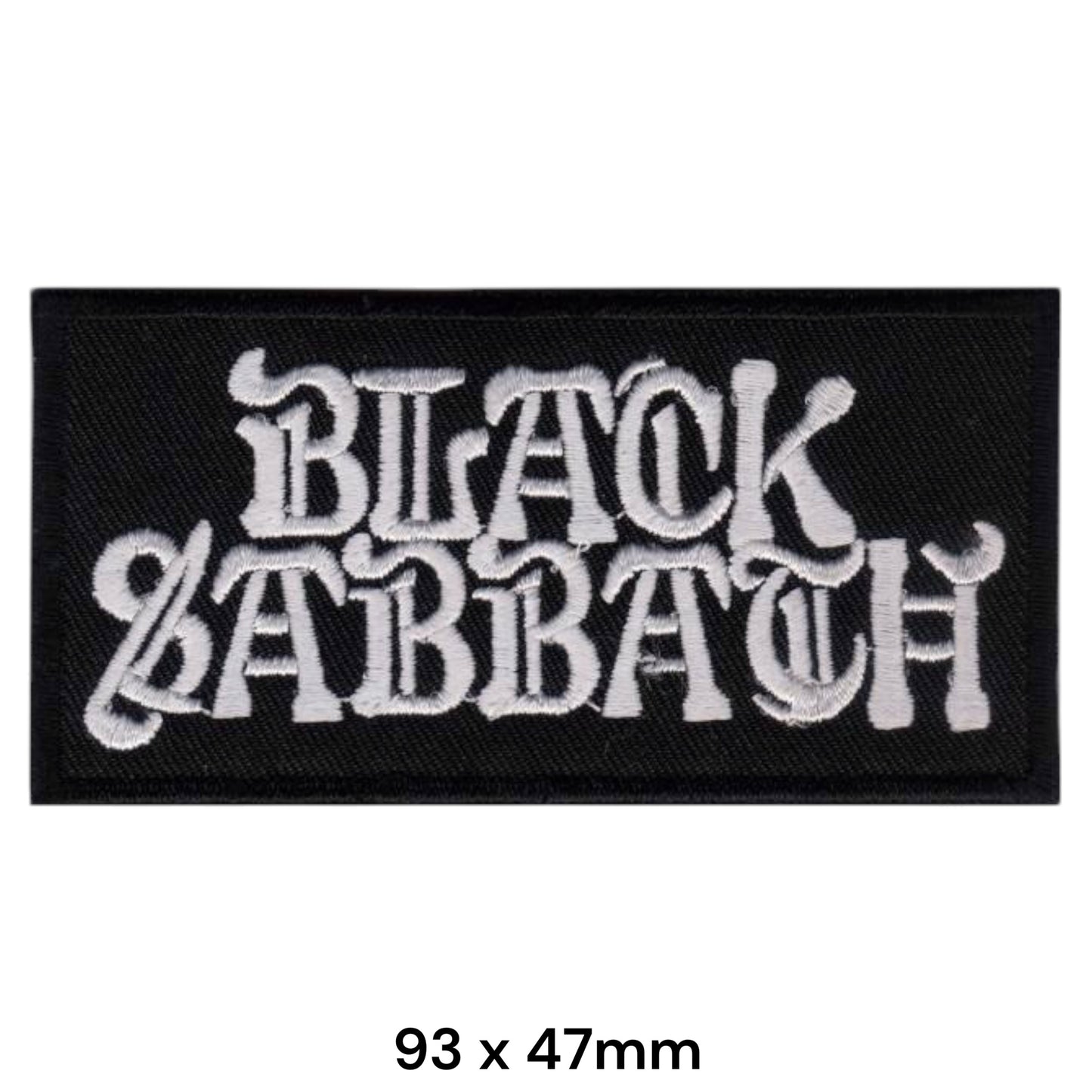 Black Sabbath White Gothic Logo Rectangular Embroidered Patch 93x47mm – White & Black