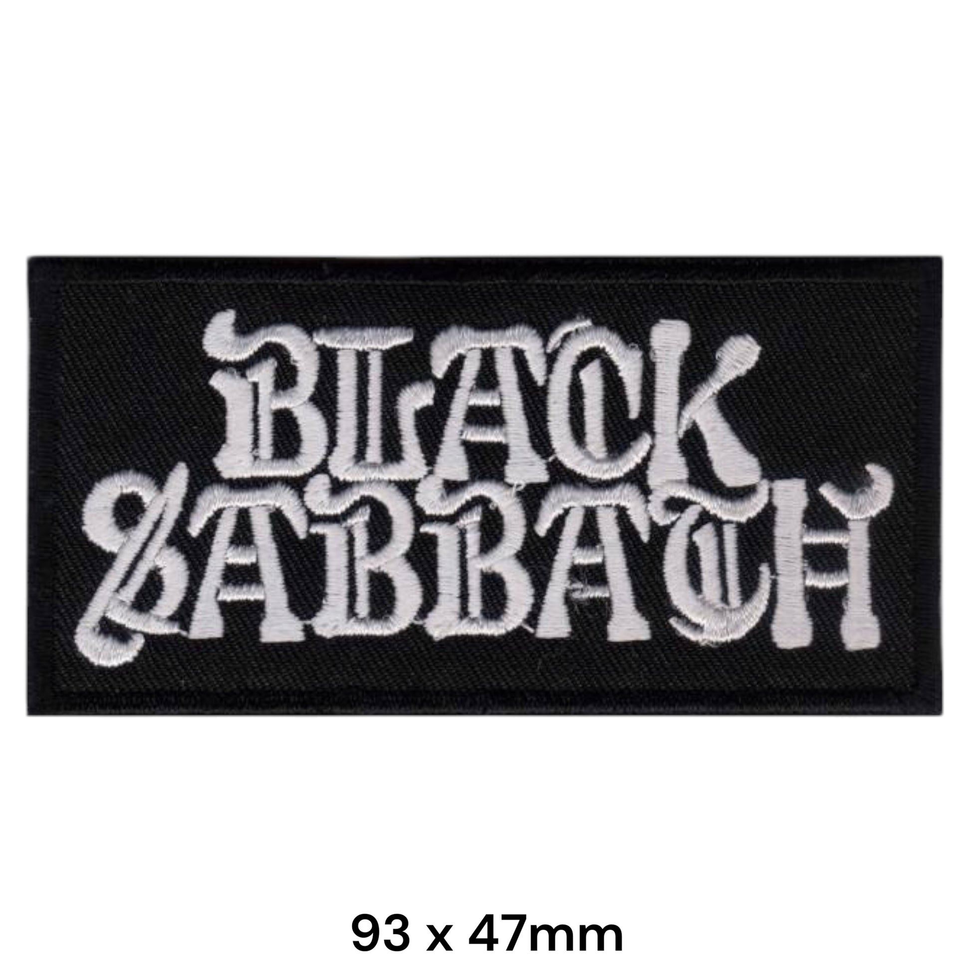 Black Sabbath White Gothic Logo Rectangular Embroidered Patch 93x47mm – White & Black