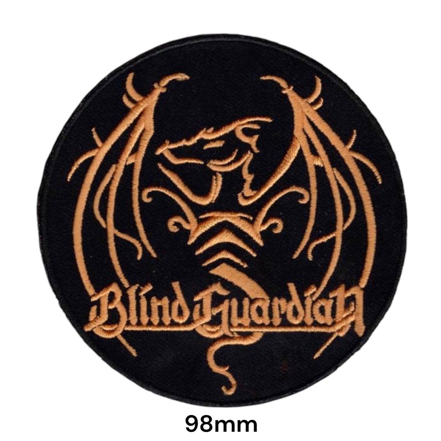 Blind Guardian Orange Dragon Wings Round Embroidered Patch 98mm – Orange/Gold & Black