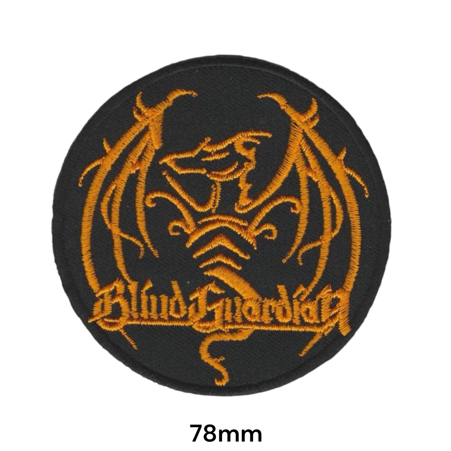 Blind Guardian Orange Dragon Wings Round Embroidered Patch 78mm – Orange/Gold & Black