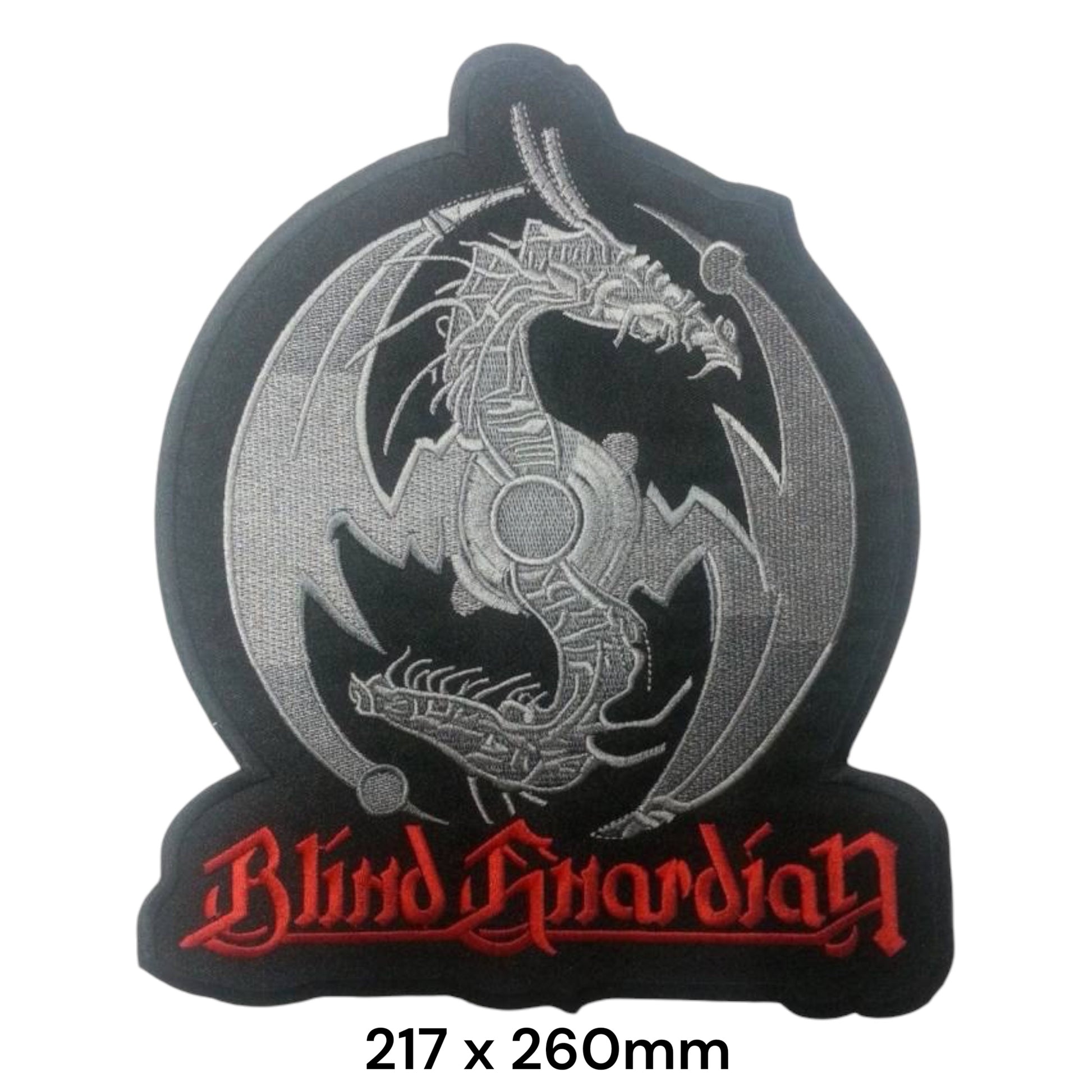 Blind Guardian Silver Dragon Globe Large Back Patch 217x260mm – Silver, Red & Black