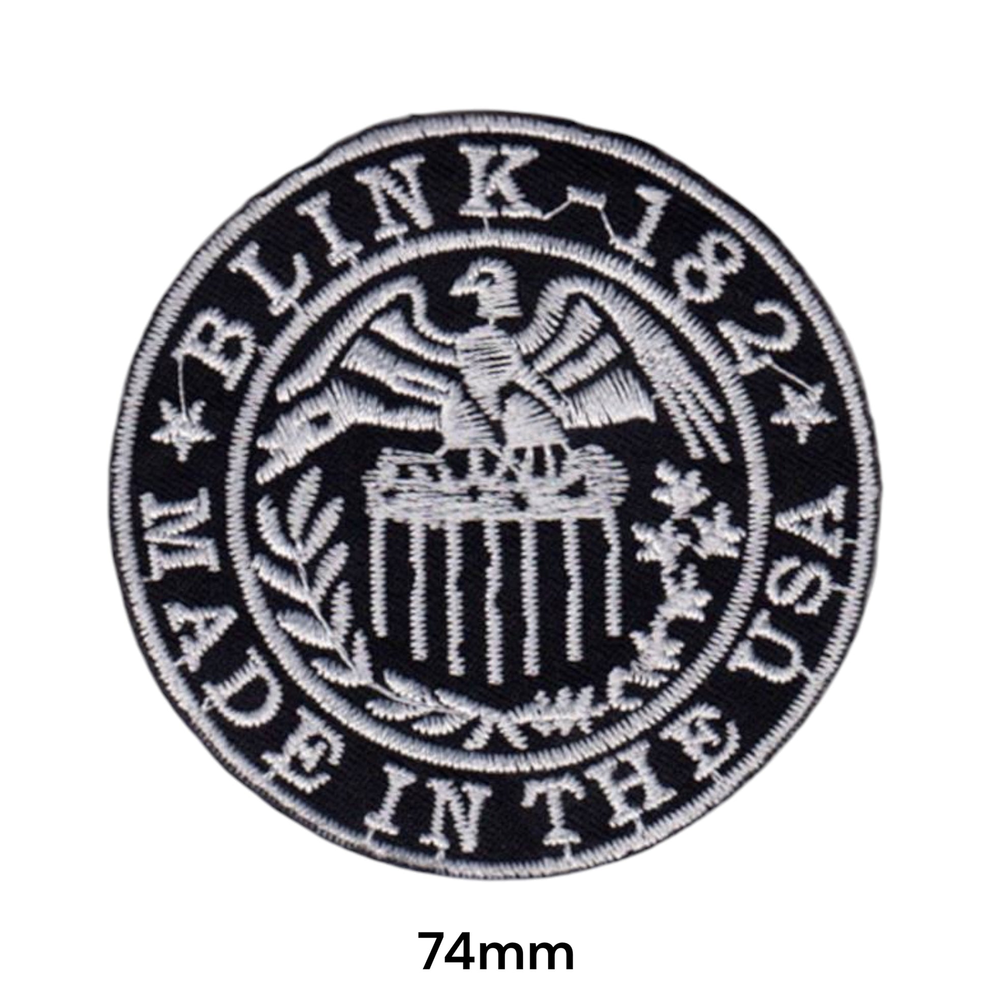 Blink-182 Federal Reserve Eagle Seal Round Embroidered Patch 74mm – White/Silver & Black