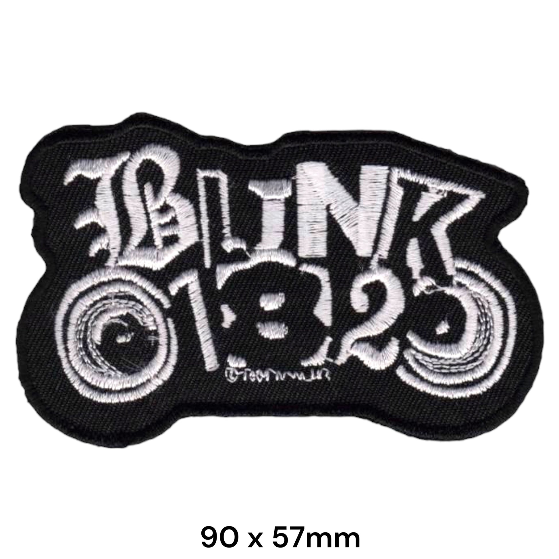 Blink-182 Spiral Swirl Ornate Logo Die-Cut Embroidered Patch 90x57mm – White/Silver & Black