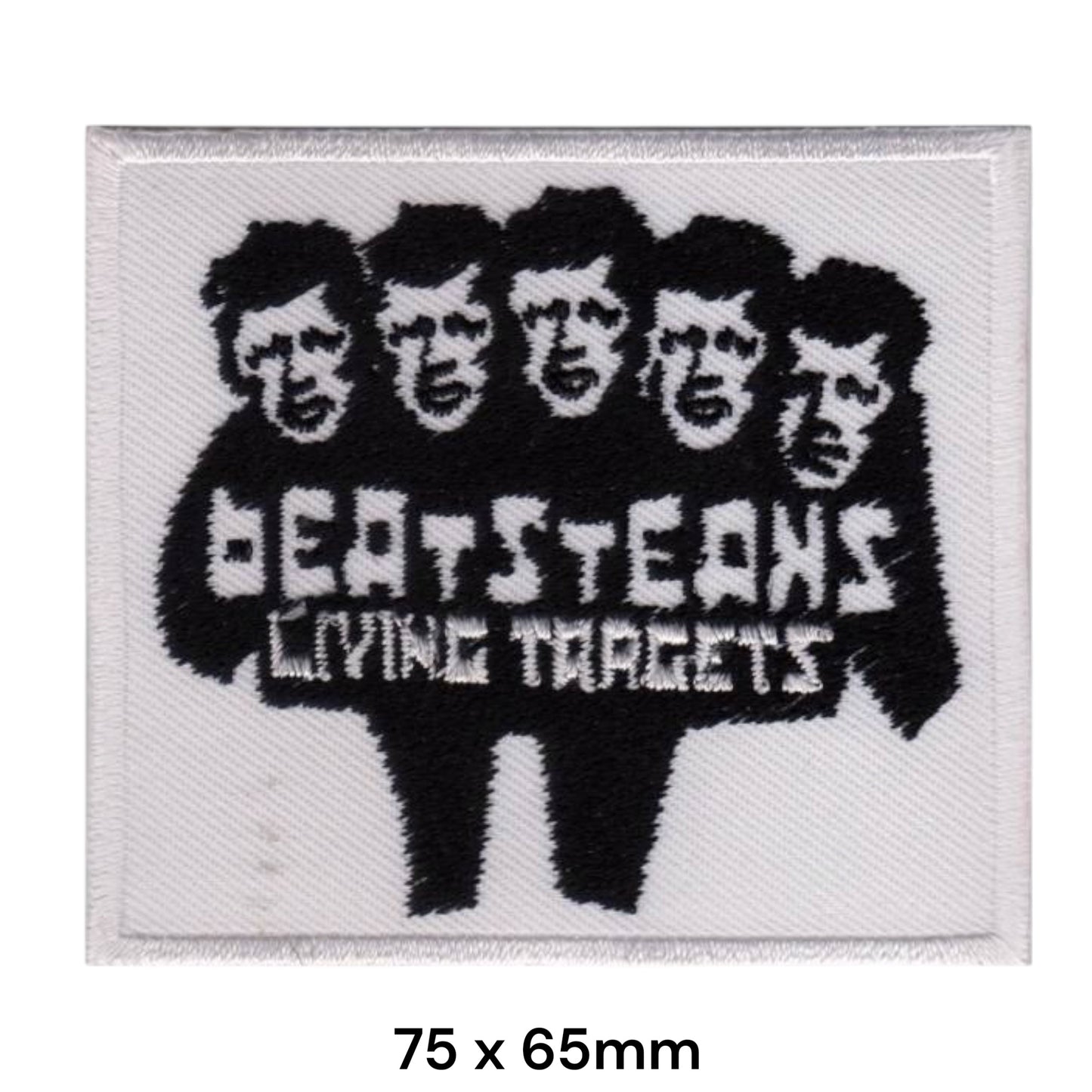 Beatsteaks Living Targets Band Portrait White Square Embroidered Patch 75x65mm – White & Black