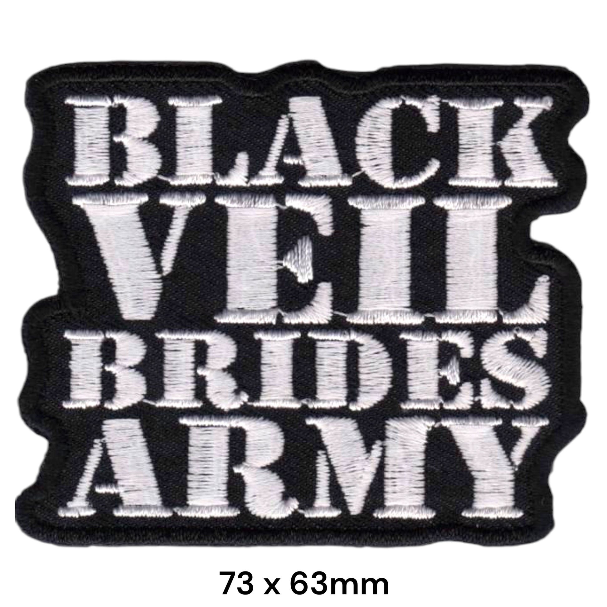 Black Veil Brides Army Stacked Logo Die-Cut Embroidered Patch 73x63mm – White/Silver & Black