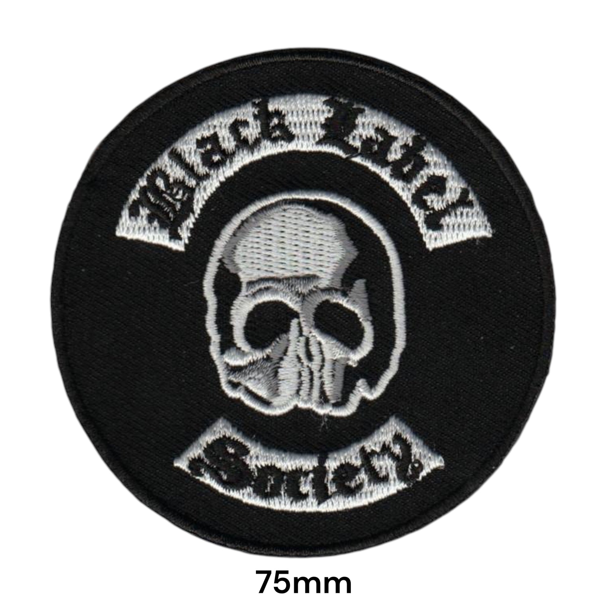 Black Label Society Skull Rocker Round Embroidered Patch 75mm – White/Silver & Black