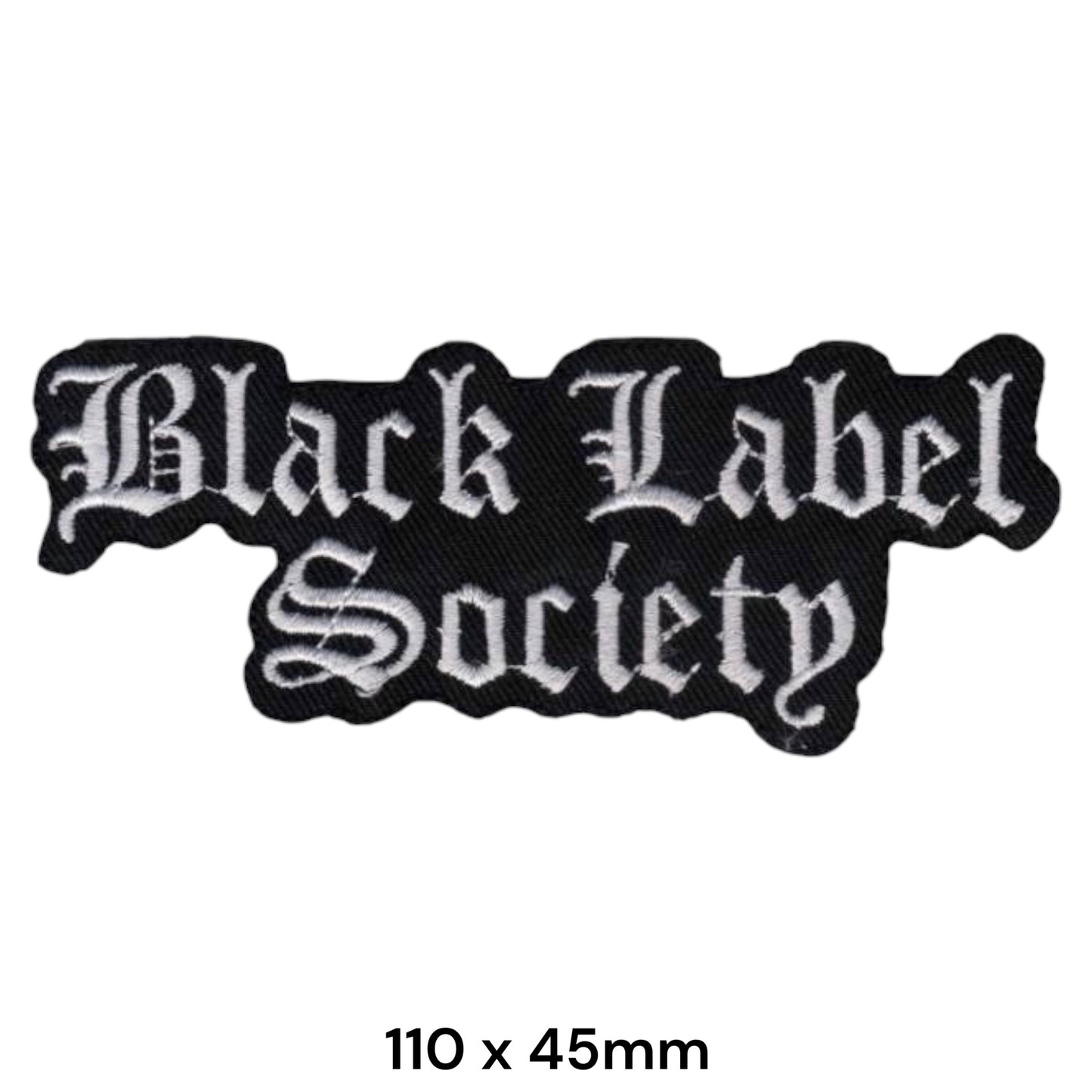 Black Label Society Gothic Band Name Die-Cut Embroidered Patch 110x45mm – White/Silver & Black