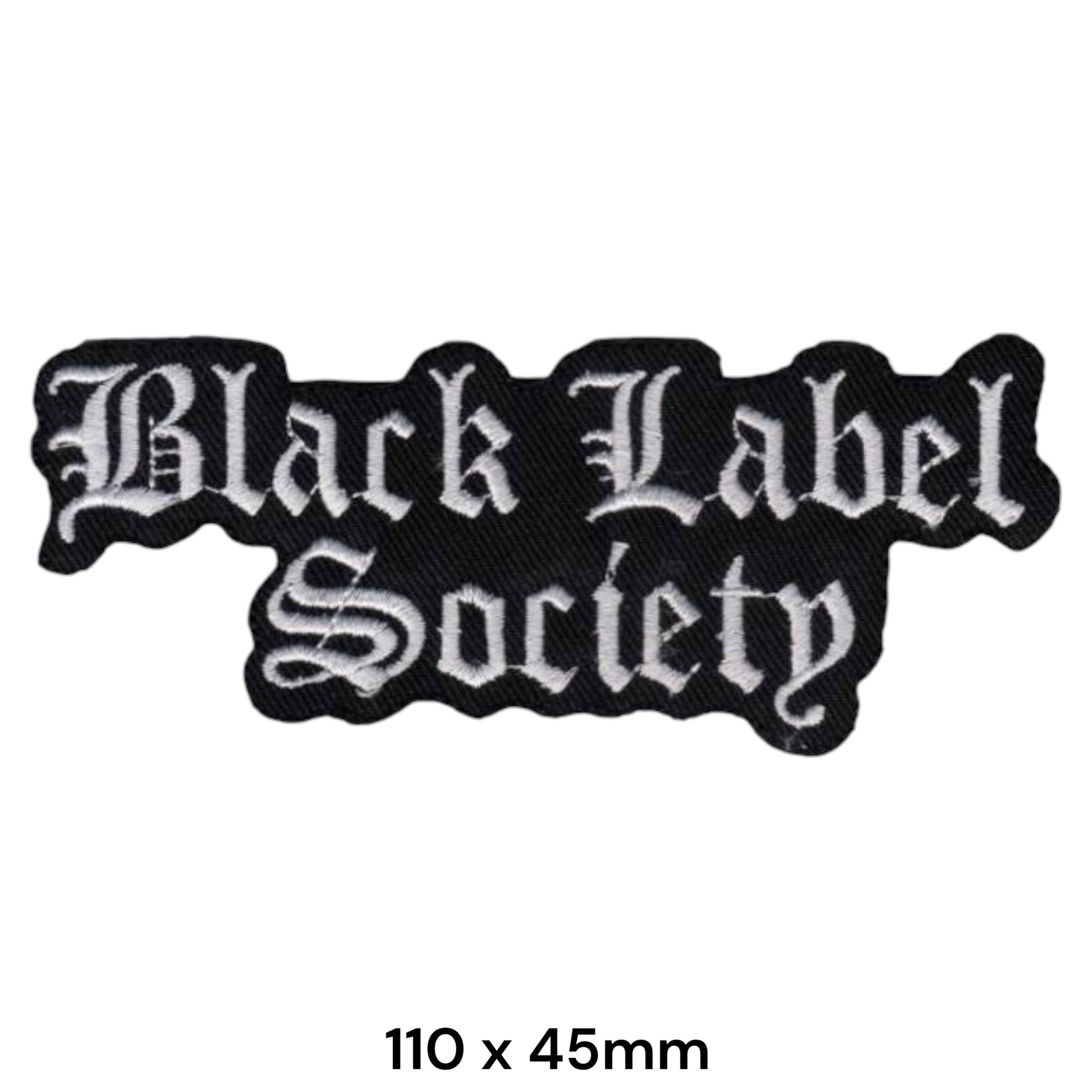 Black Label Society Gothic Band Name Die-Cut Embroidered Patch 110x45mm – White/Silver & Black