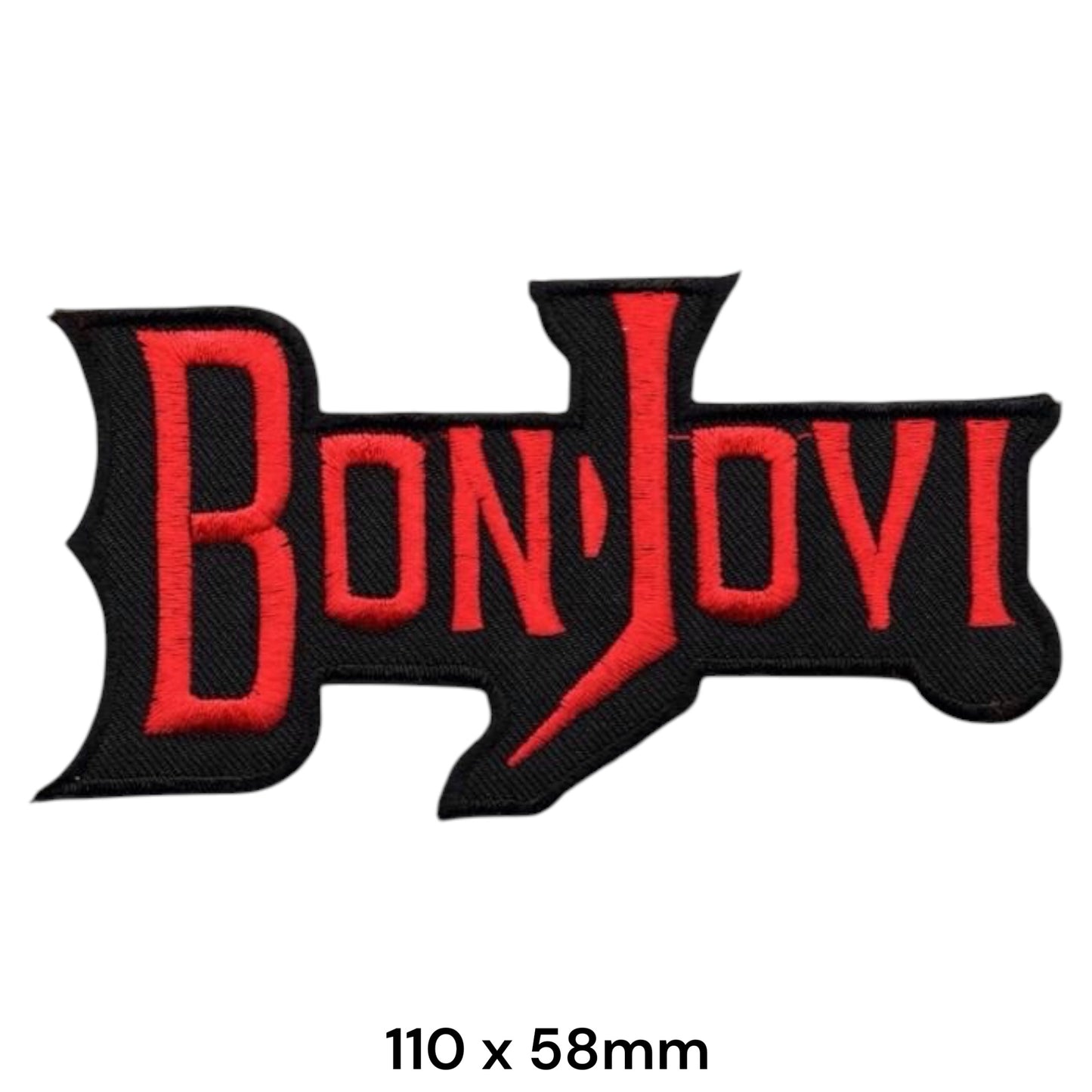 Bon Jovi Classic Logo Red Black Die-Cut Embroidered Patch 110x58mm – Red & Black