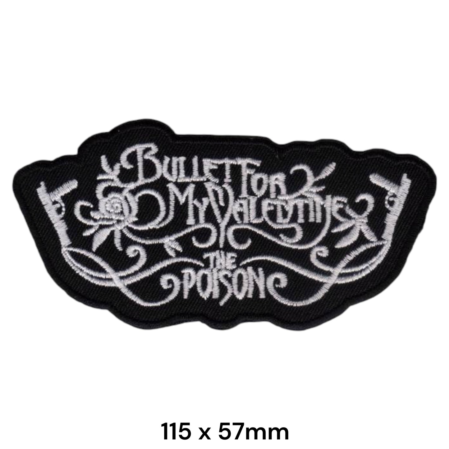 Bullet for My Valentine The Poison Gothic Band Name Die-Cut Embroidered Patch 115x57mm – White/Silver & Black