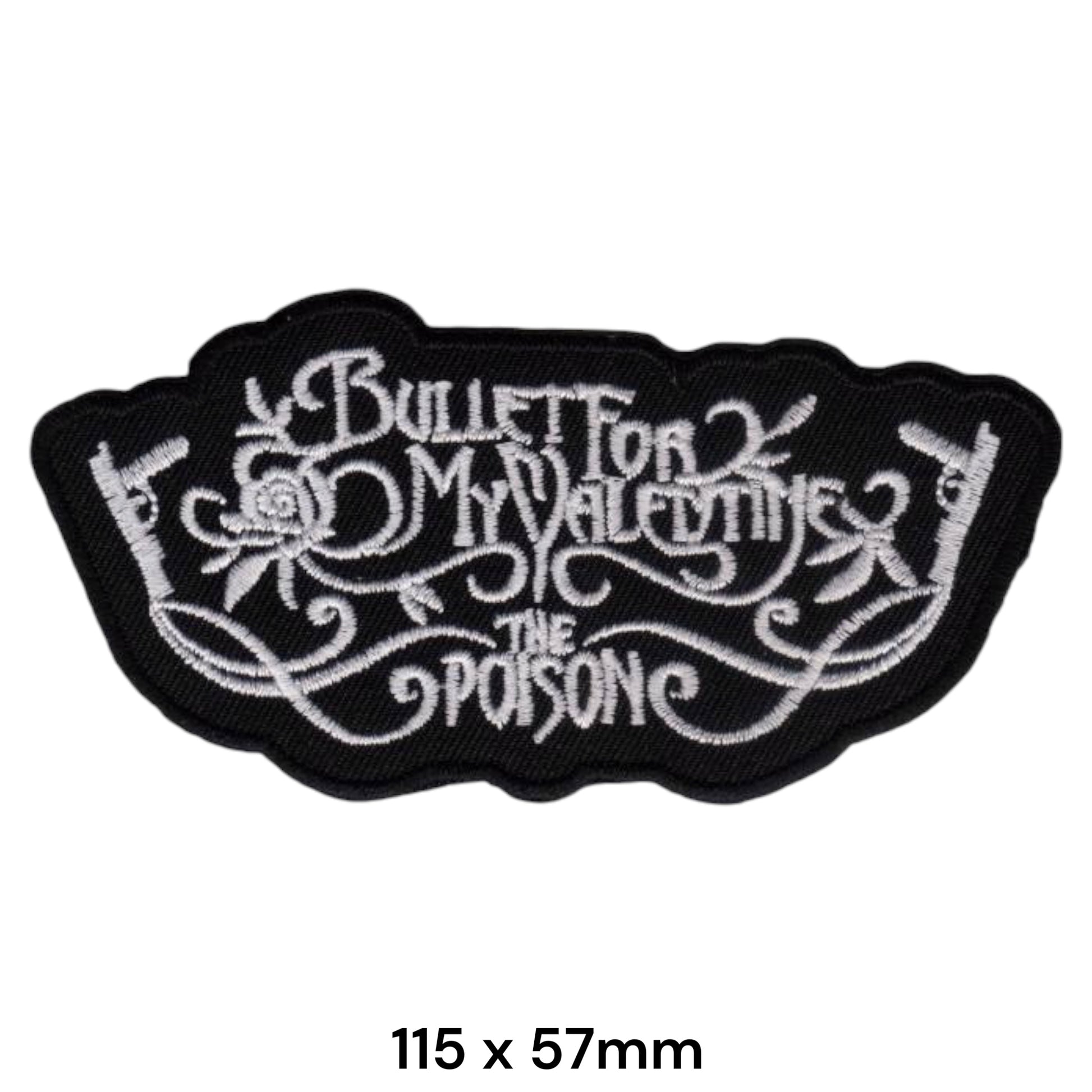 Bullet for My Valentine The Poison Gothic Band Name Die-Cut Embroidered Patch 115x57mm – White/Silver & Black
