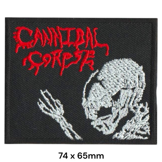 Cannibal Corpse Dripping Logo Zombie Skull Square Embroidered Patch 74x65mm – Red, White/Silver & Black