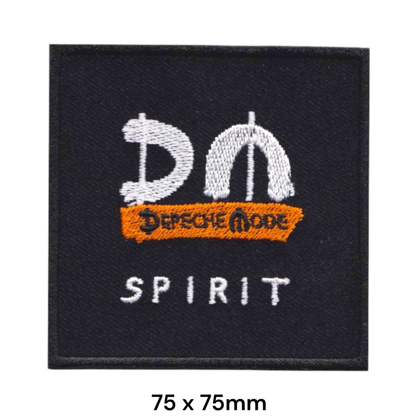 Depeche Mode Spirit Album DM Logo Square Embroidered Patch 75x75mm – White/Silver, Orange & Black