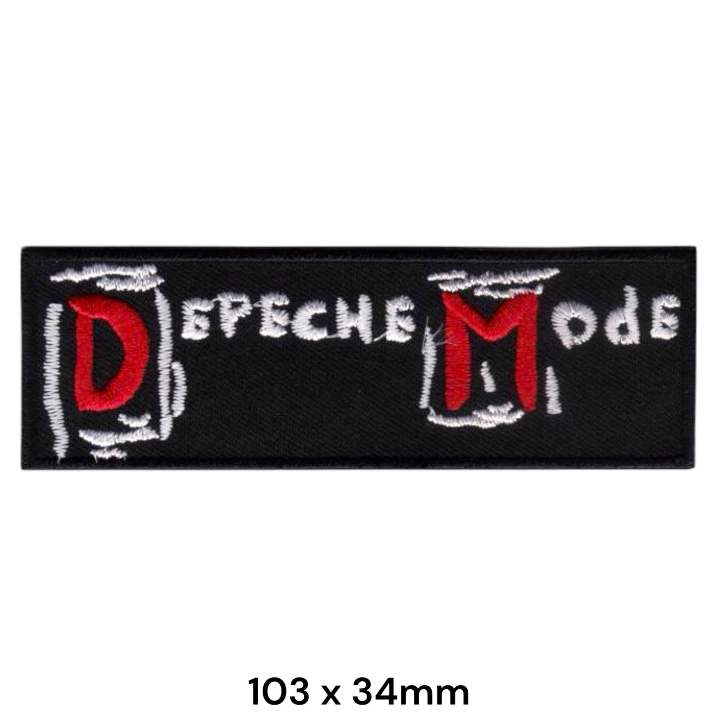 Depeche Mode Hand-Drawn Logo Red Rectangular Embroidered Patch 103x34mm – Red, White & Black