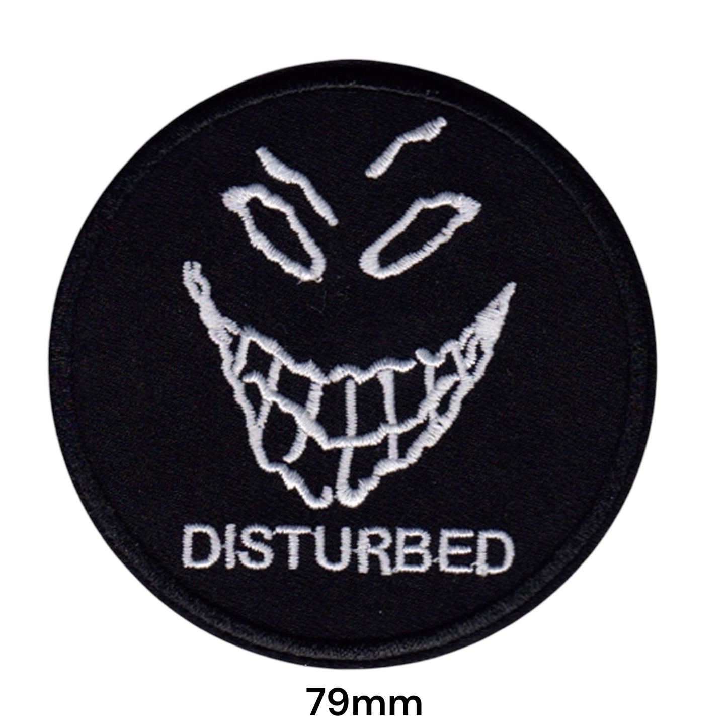 Disturbed The Guy Face Logo Round Embroidered Patch 79mm – White & Black
