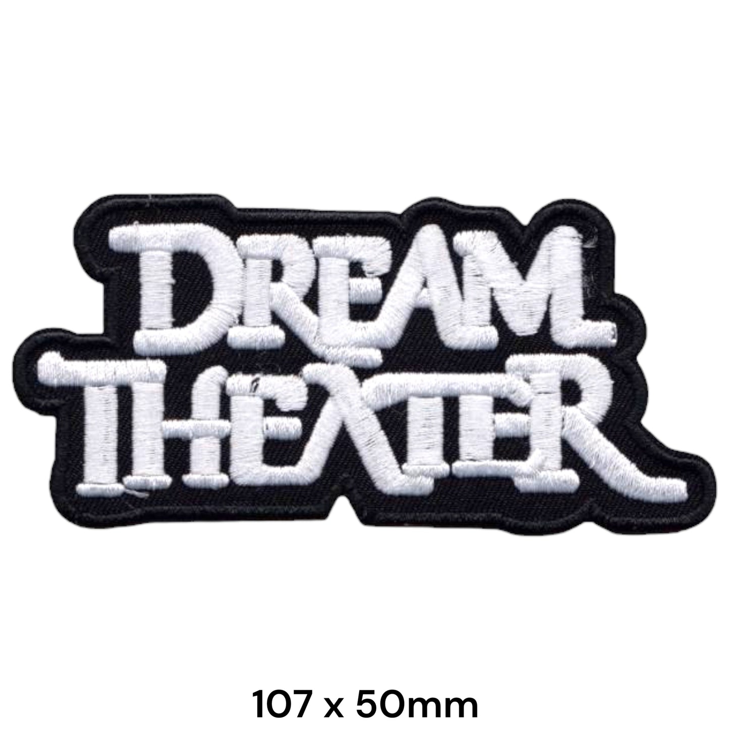 Dream Theater Band Name Die-Cut Embroidered Patch 107x50mm – White & Black