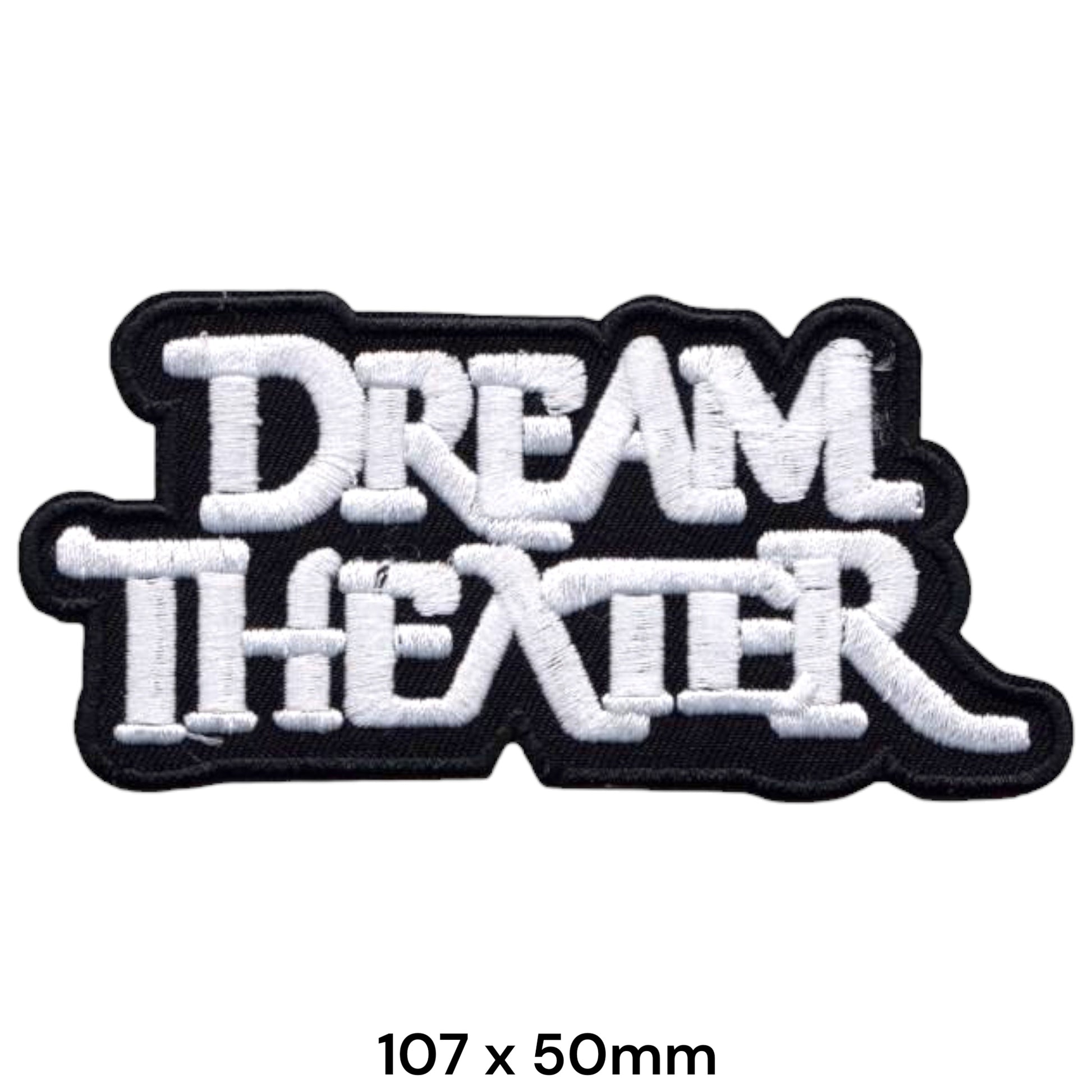Dream Theater Band Name Die-Cut Embroidered Patch 107x50mm – White & Black