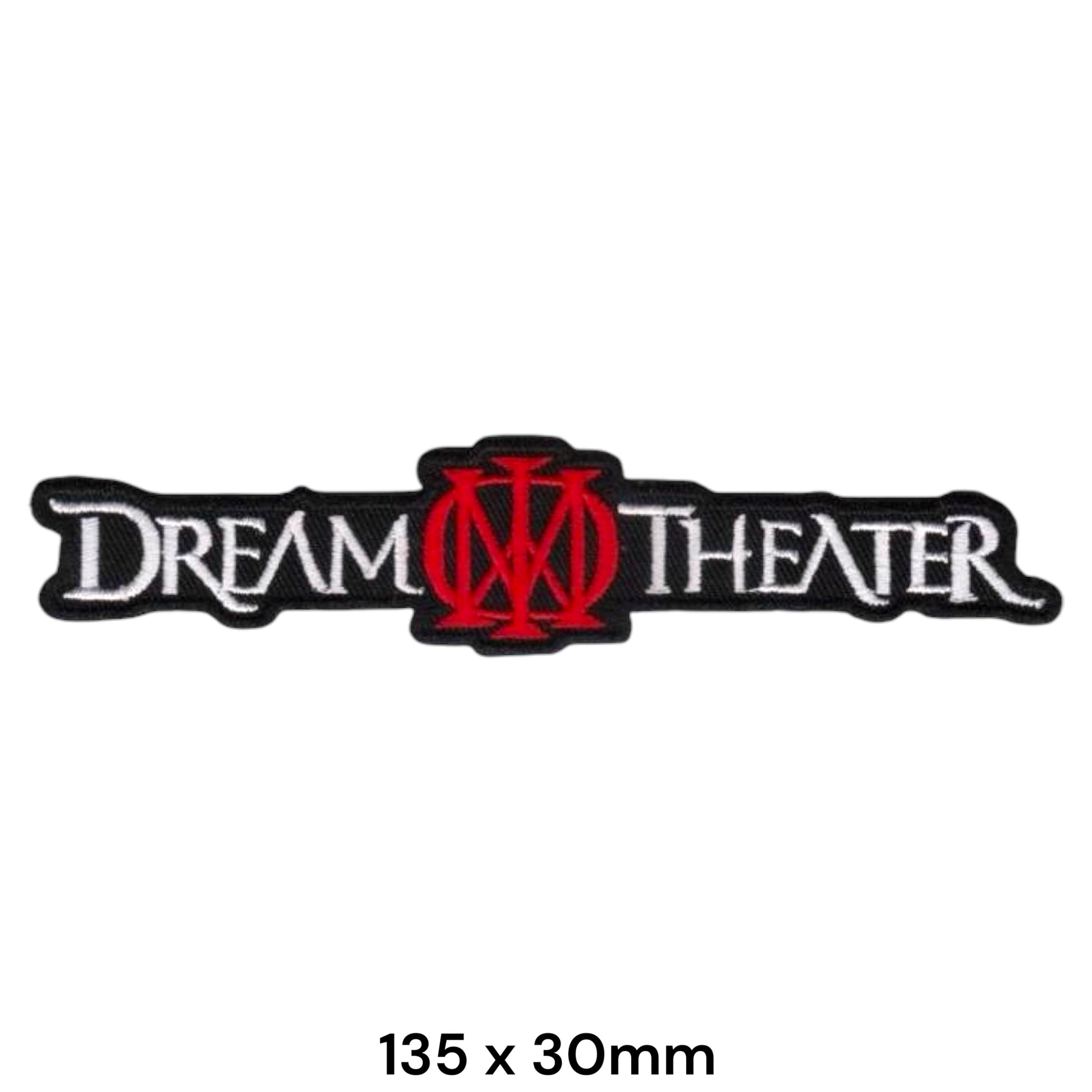 Dream Theater Band Name Red DT Monogram Die-Cut Embroidered Patch 135x30mm – White, Red & Black