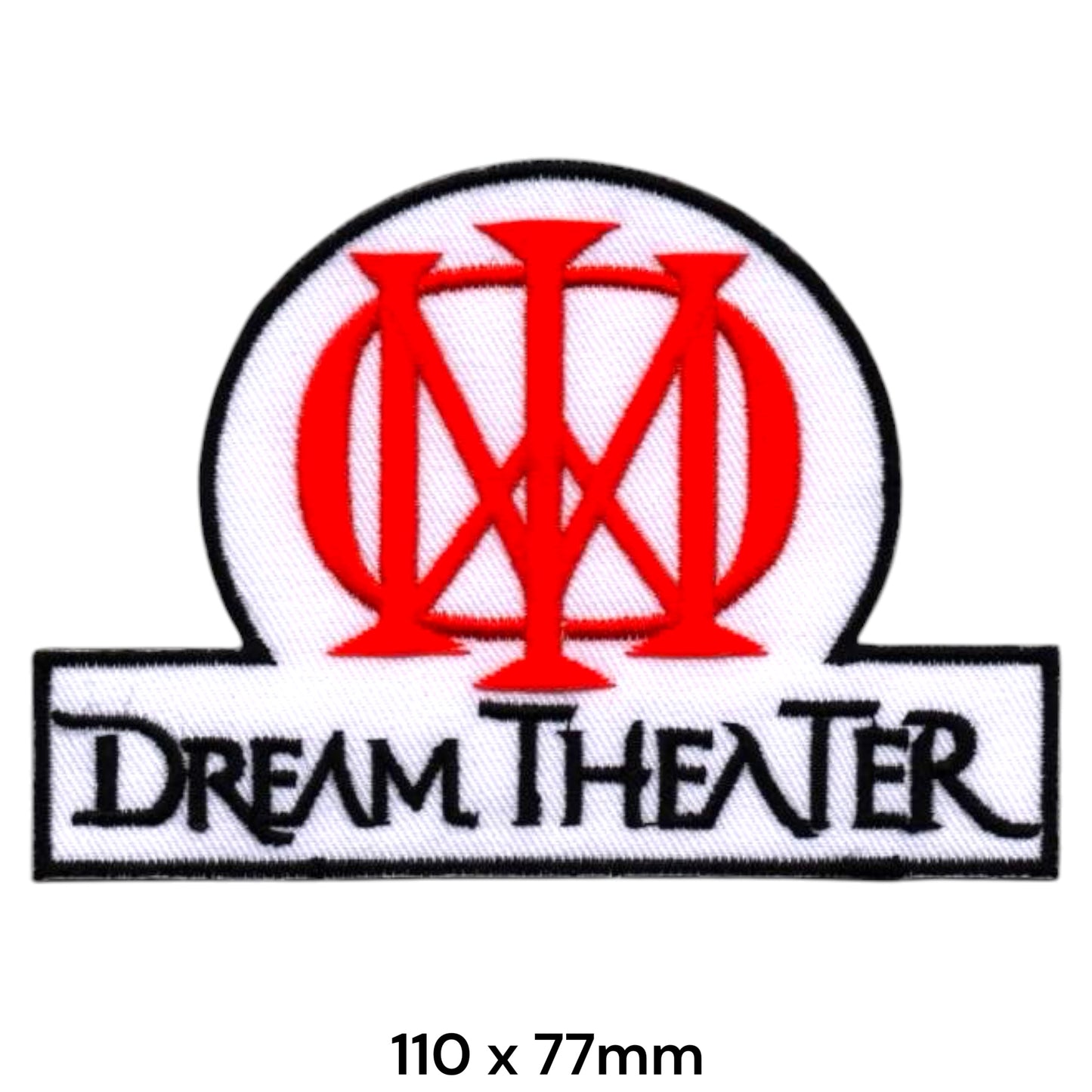 Dream Theater Red DT Monogram Circle White Banner Die-Cut Embroidered Patch 110x77mm – Red, White & Black