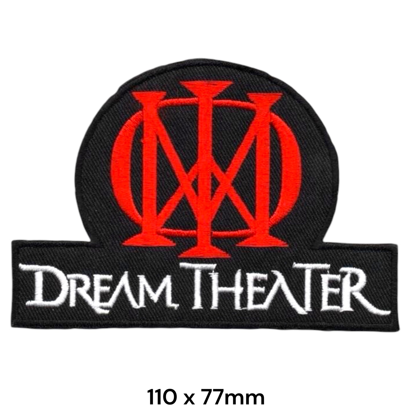 Dream Theater Red DT Monogram Circle Black Banner Die-Cut Embroidered Patch 110x77mm – Red, White & Black
