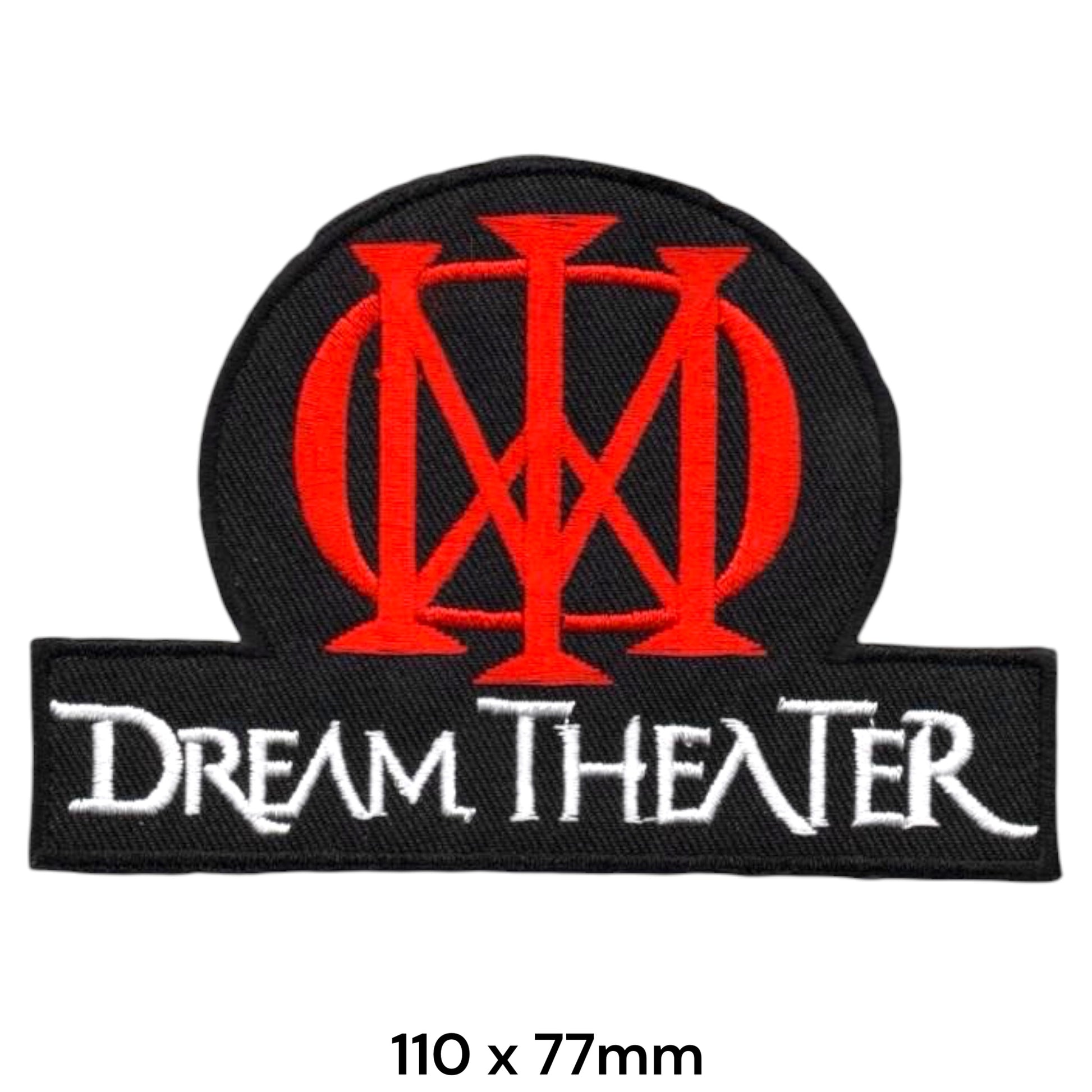Dream Theater Red DT Monogram Circle Black Banner Die-Cut Embroidered Patch 110x77mm – Red, White & Black