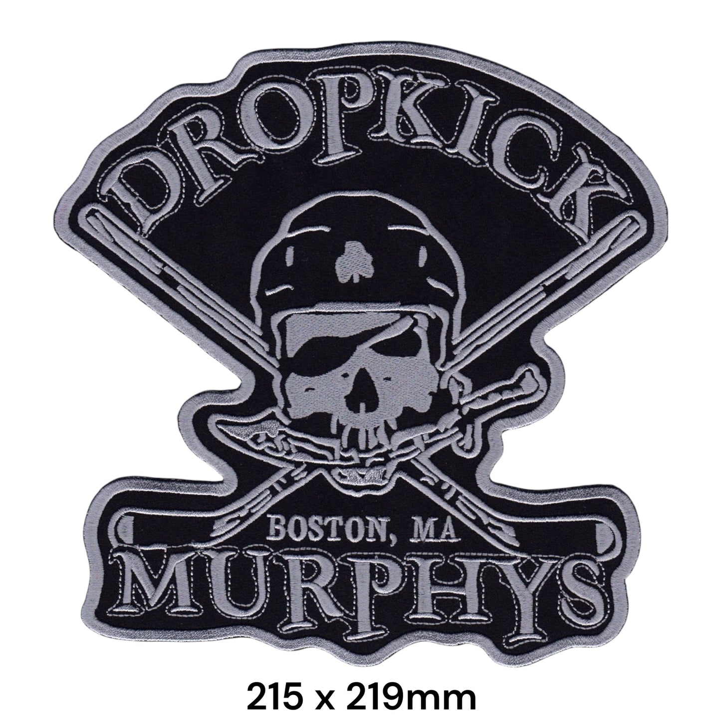 Dropkick Murphys Skull Hockey Sticks Boston MA Large Back Patch 215x219mm – Grey/Silver & Black