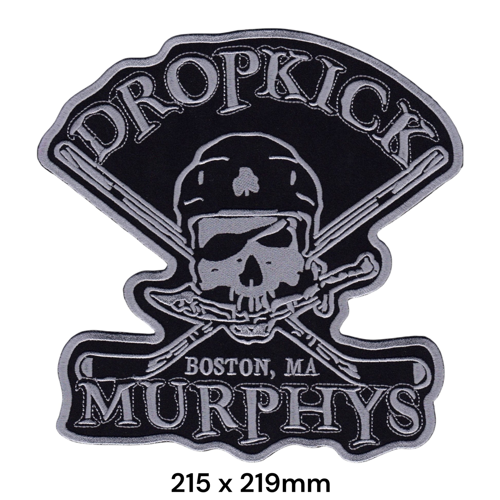 Dropkick Murphys Skull Hockey Sticks Boston MA Large Back Patch 215x219mm – Grey/Silver & Black