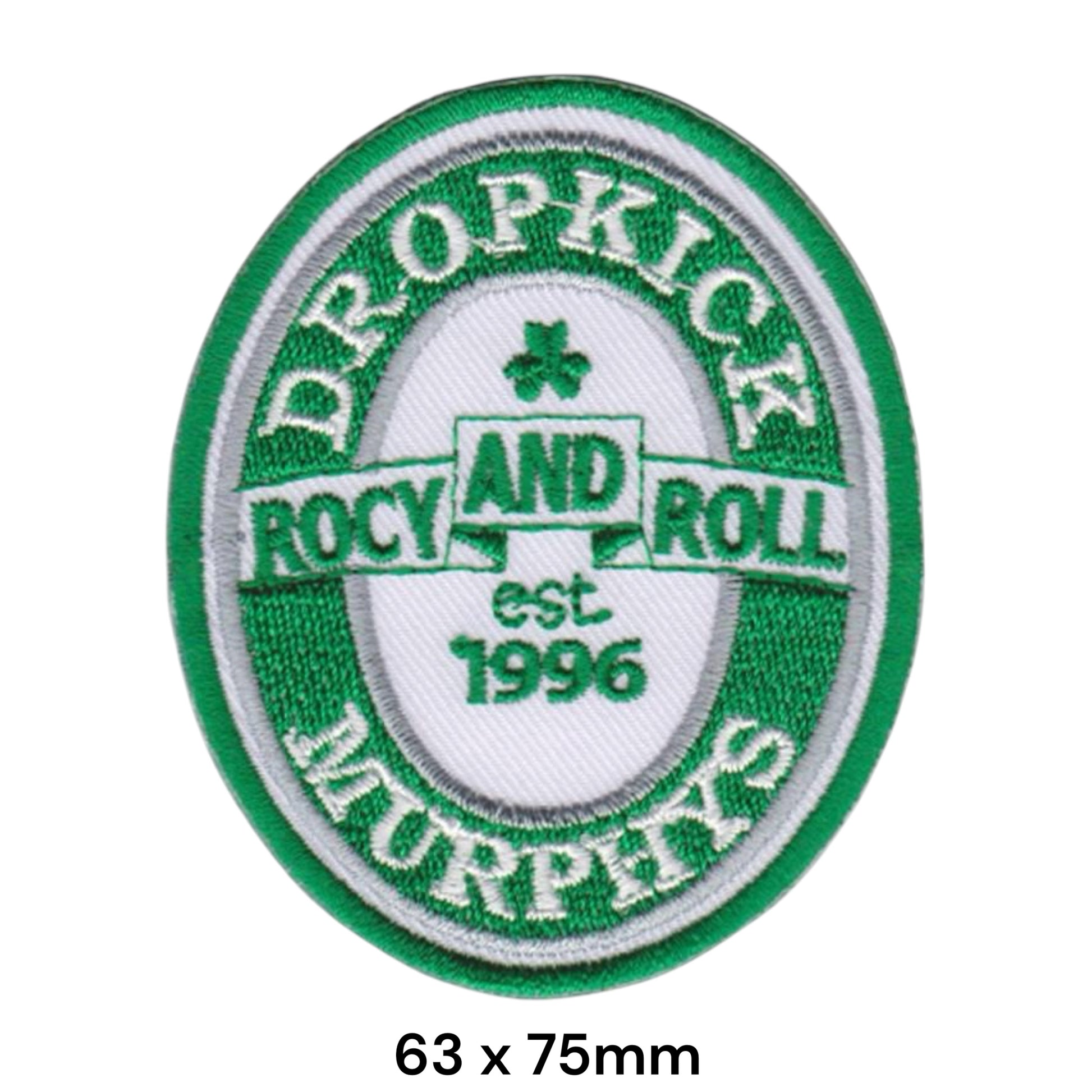 Dropkick Murphys Rock And Roll Est. 1996 Shamrock Oval Embroidered Patch 63x75mm – Green, White & Grey/Silver