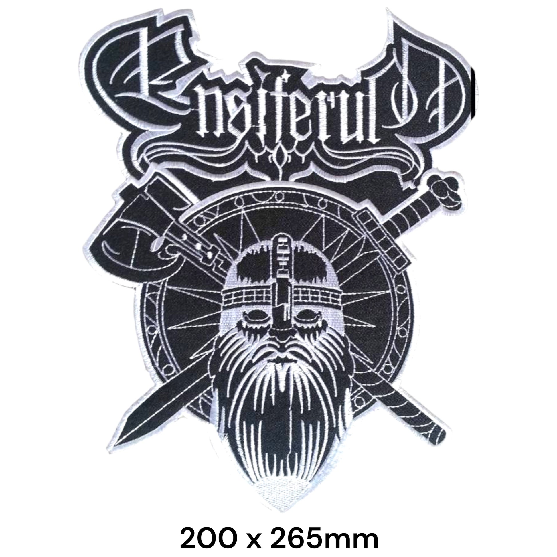 Ensiferum Viking Warrior Shield Crossed Swords Large Back Patch 200x265mm – Grey/Silver & Black