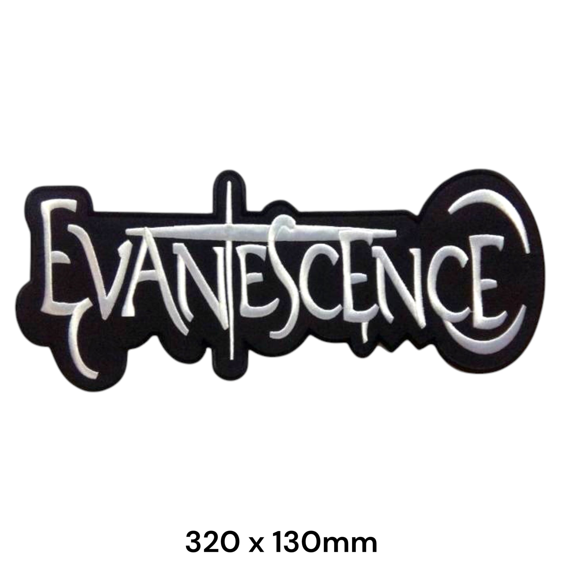 Evanescence Band Name Logo Die-Cut Large Back Patch 320x130mm – White & Black